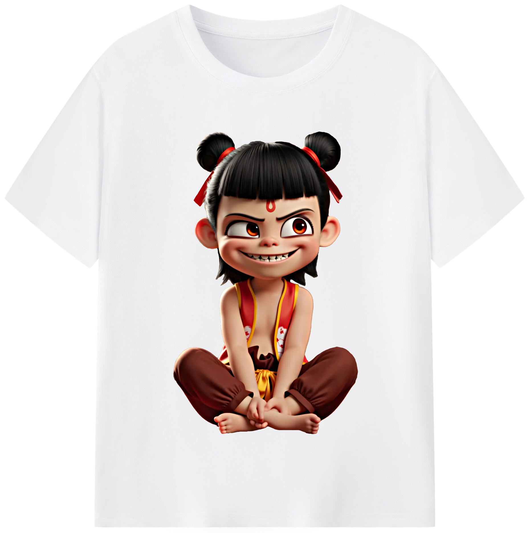 （画像用） Ne Zha 2 ナタ 魔童の大暴れ 綿100％半袖Tシャツ（フロントプリント）