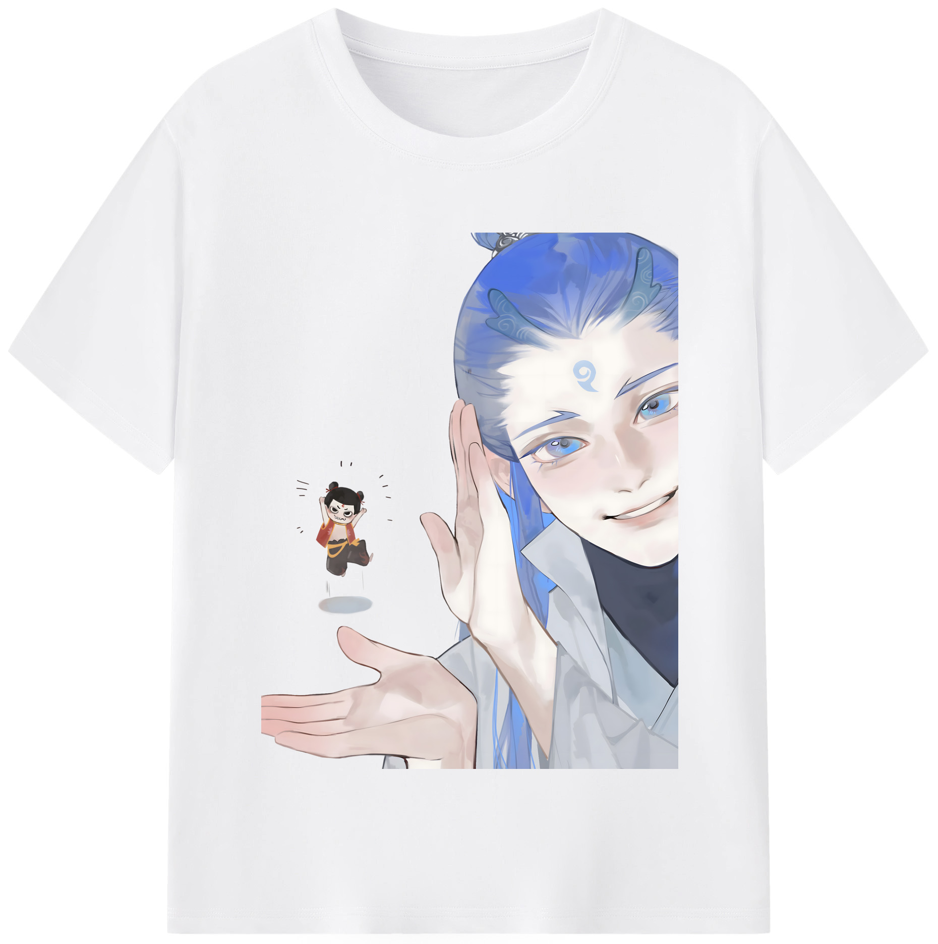 （画像用） Ne Zha 2 ナタ 魔童の大暴れ 綿100％半袖Tシャツ（フロントプリント）