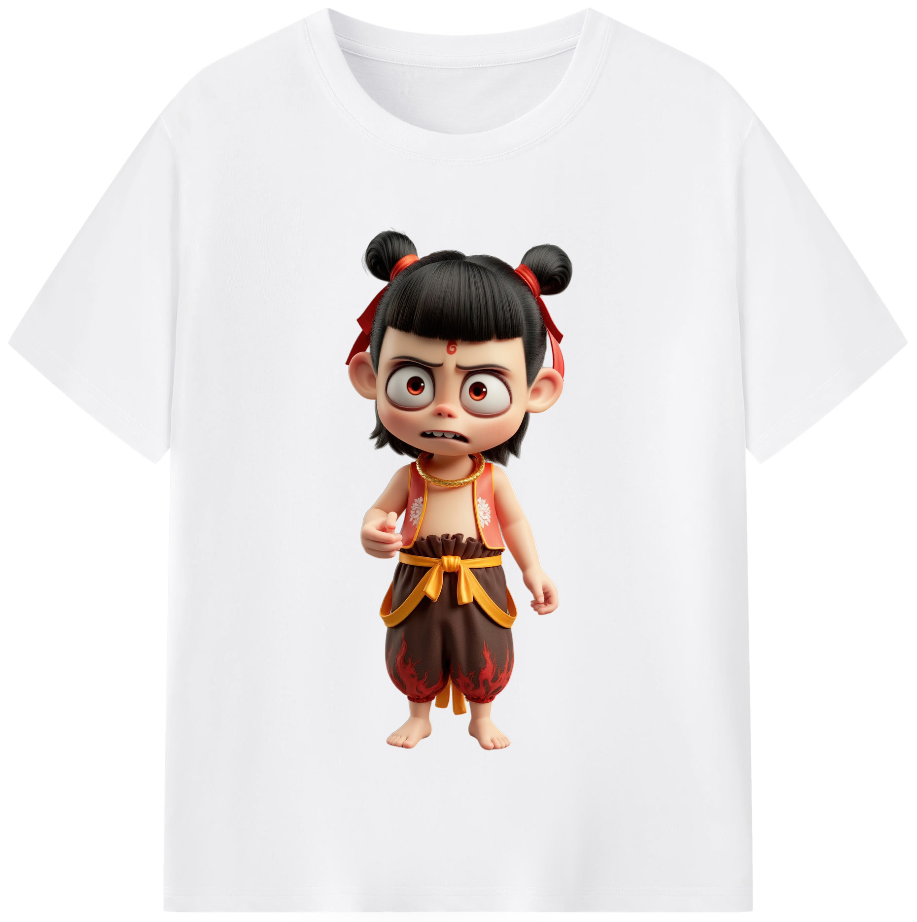 （画像用） Ne Zha 2 ナタ 魔童の大暴れ 綿100％半袖Tシャツ（フロントプリント）