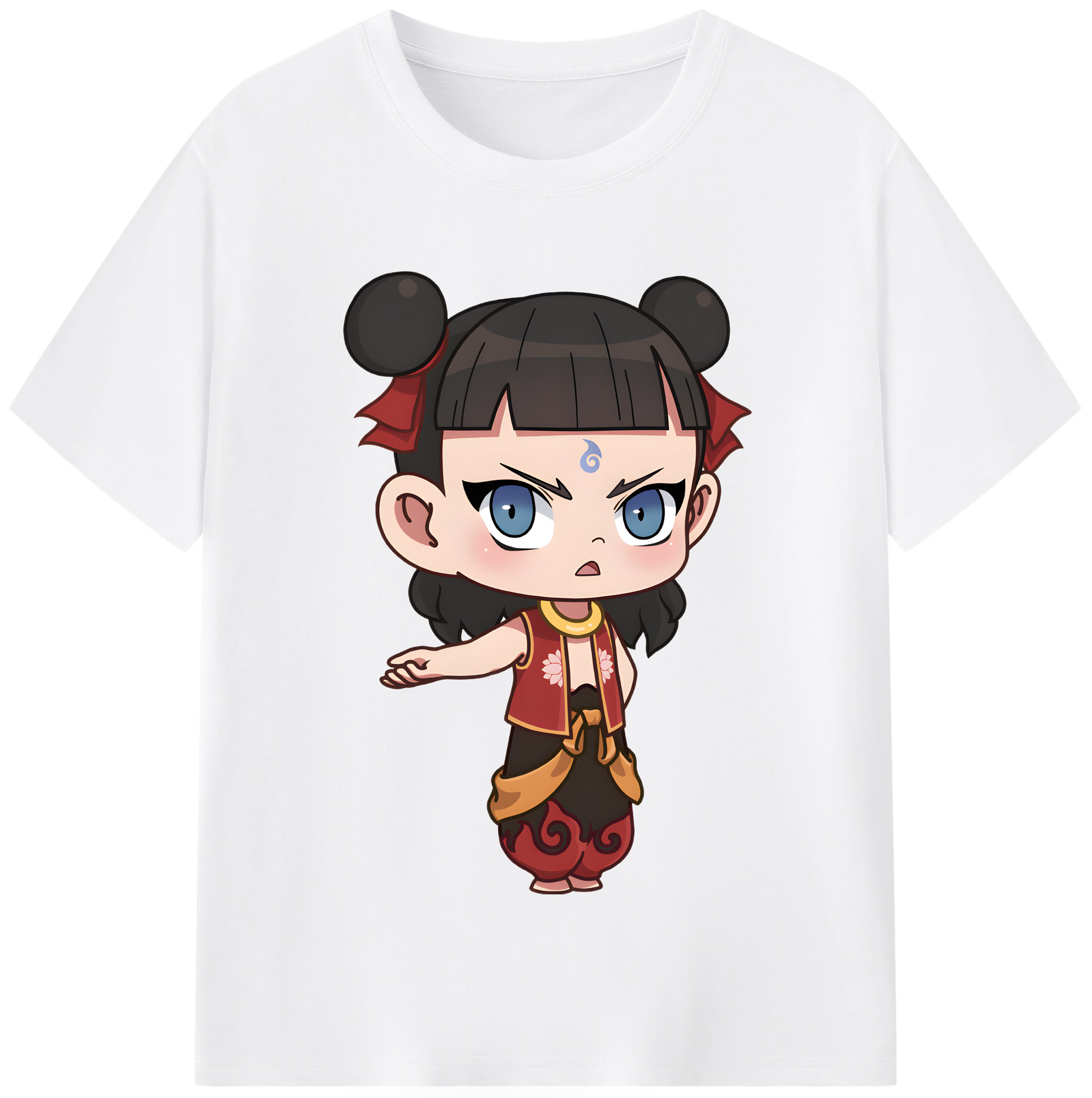 （画像用） Ne Zha 2 ナタ 魔童の大暴れ 綿100％半袖Tシャツ（フロントプリント）