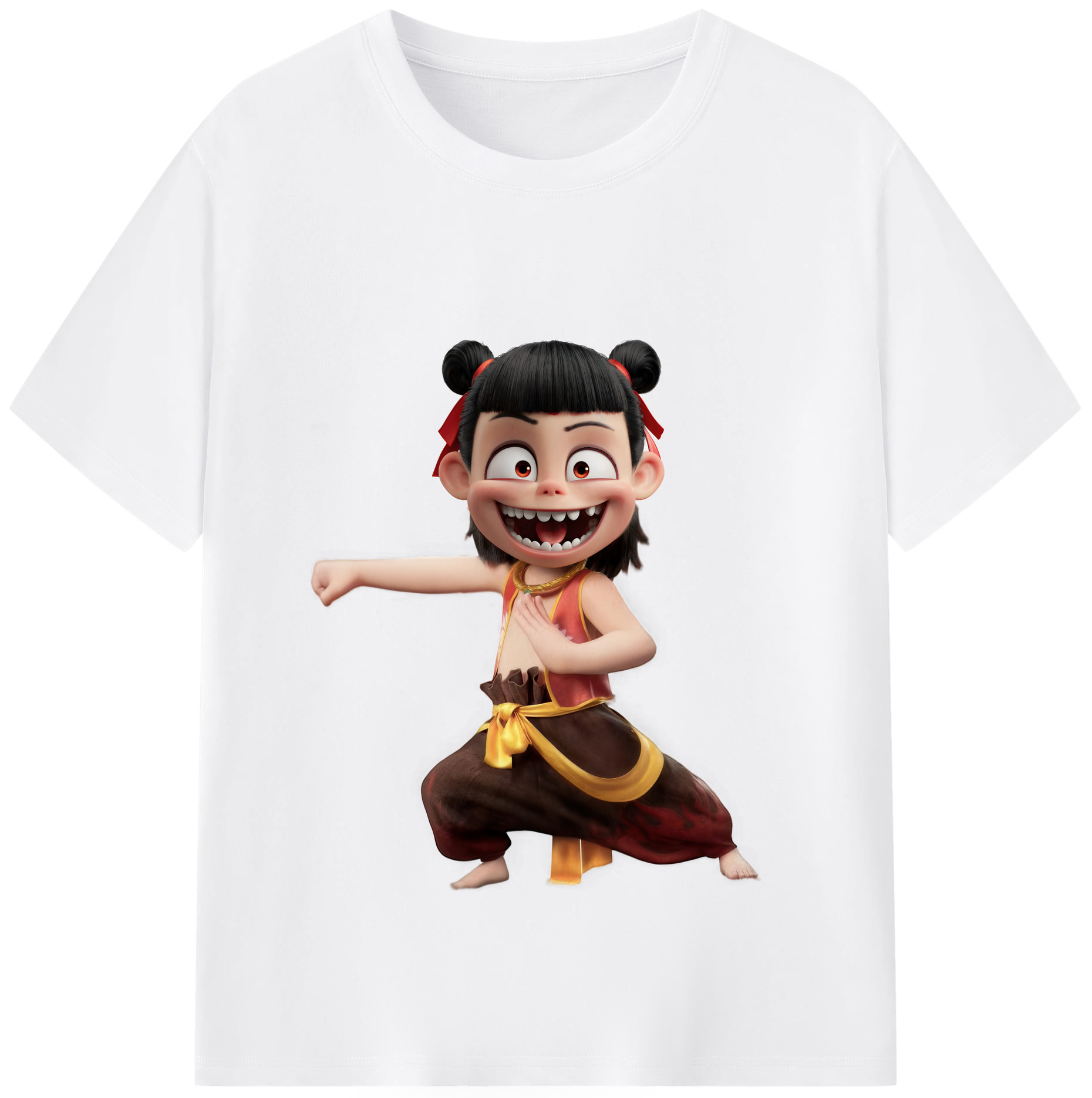 （画像用） Ne Zha 2 ナタ 魔童の大暴れ 綿100％半袖Tシャツ（フロントプリント）