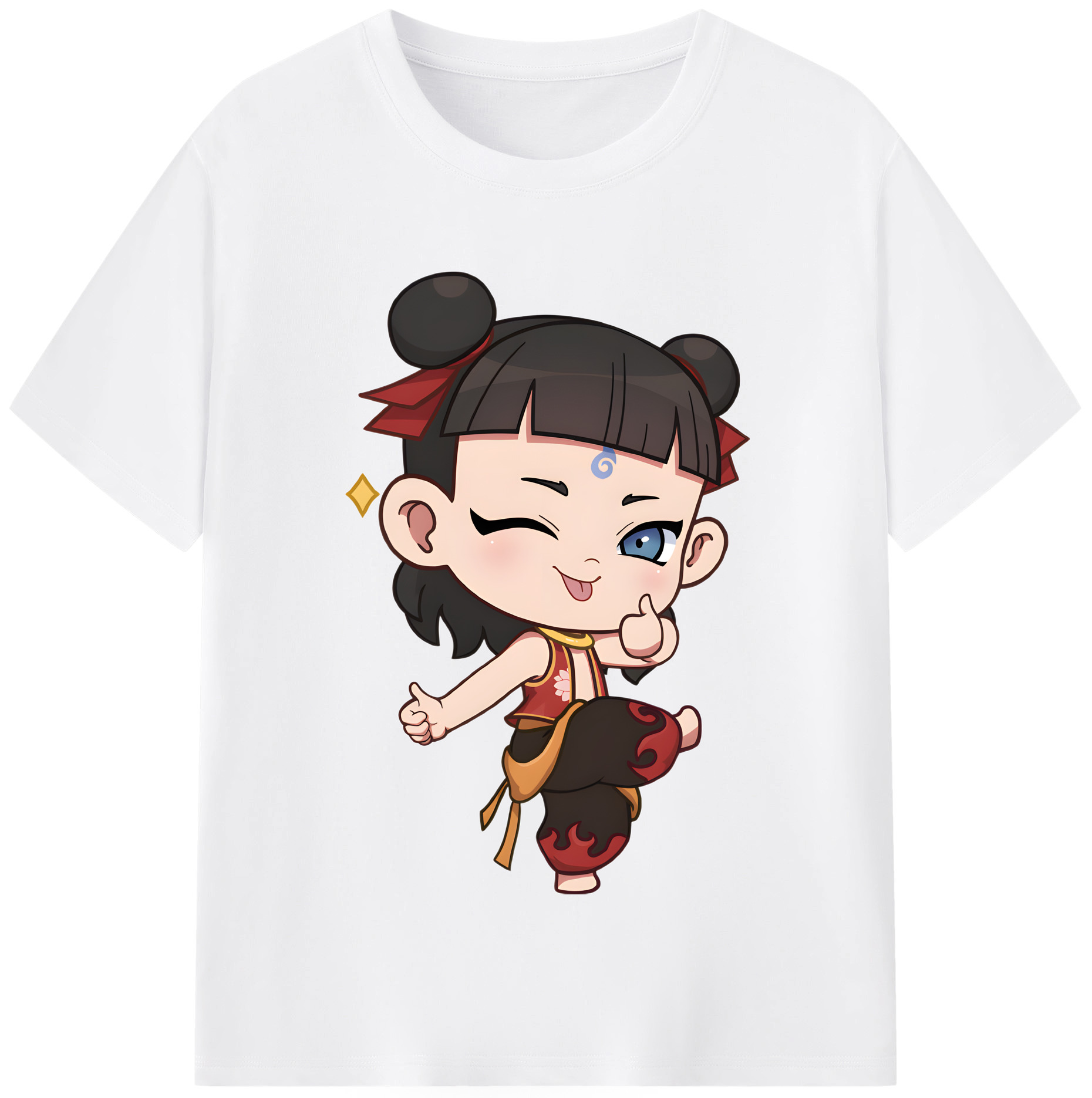 （画像用） Ne Zha 2 ナタ 魔童の大暴れ 綿100％半袖Tシャツ（フロントプリント）