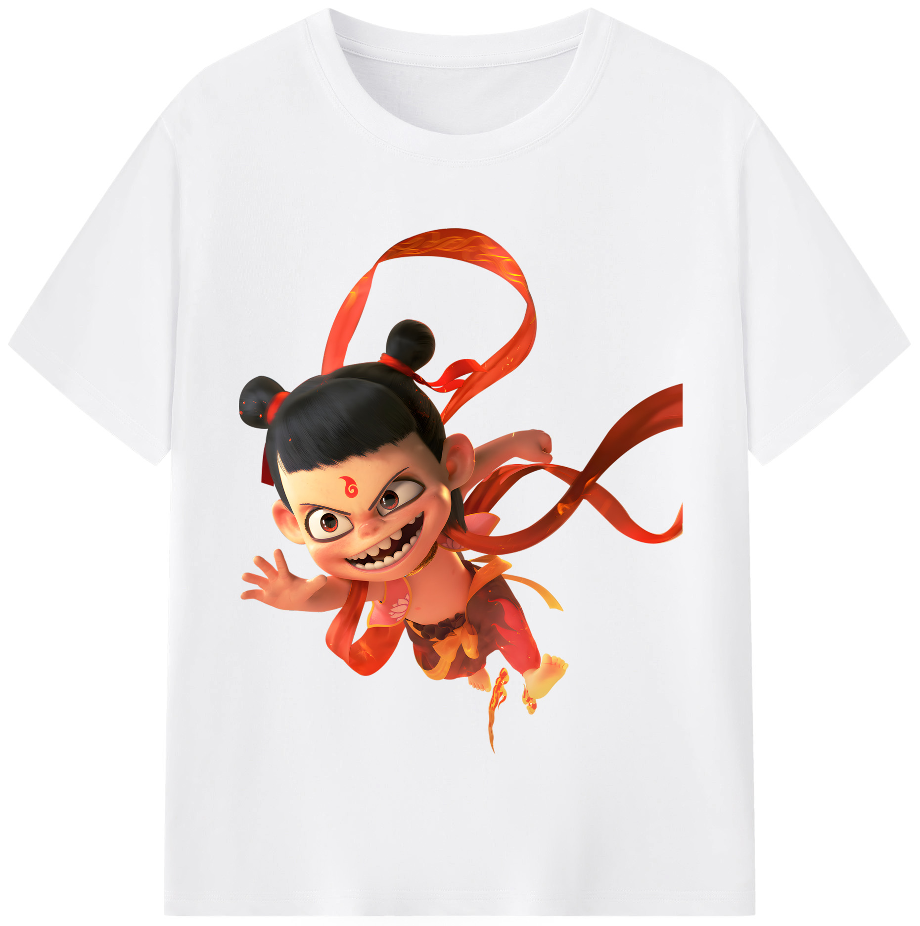 （画像用） Ne Zha 2 ナタ 魔童の大暴れ 綿100％半袖Tシャツ（フロントプリント）