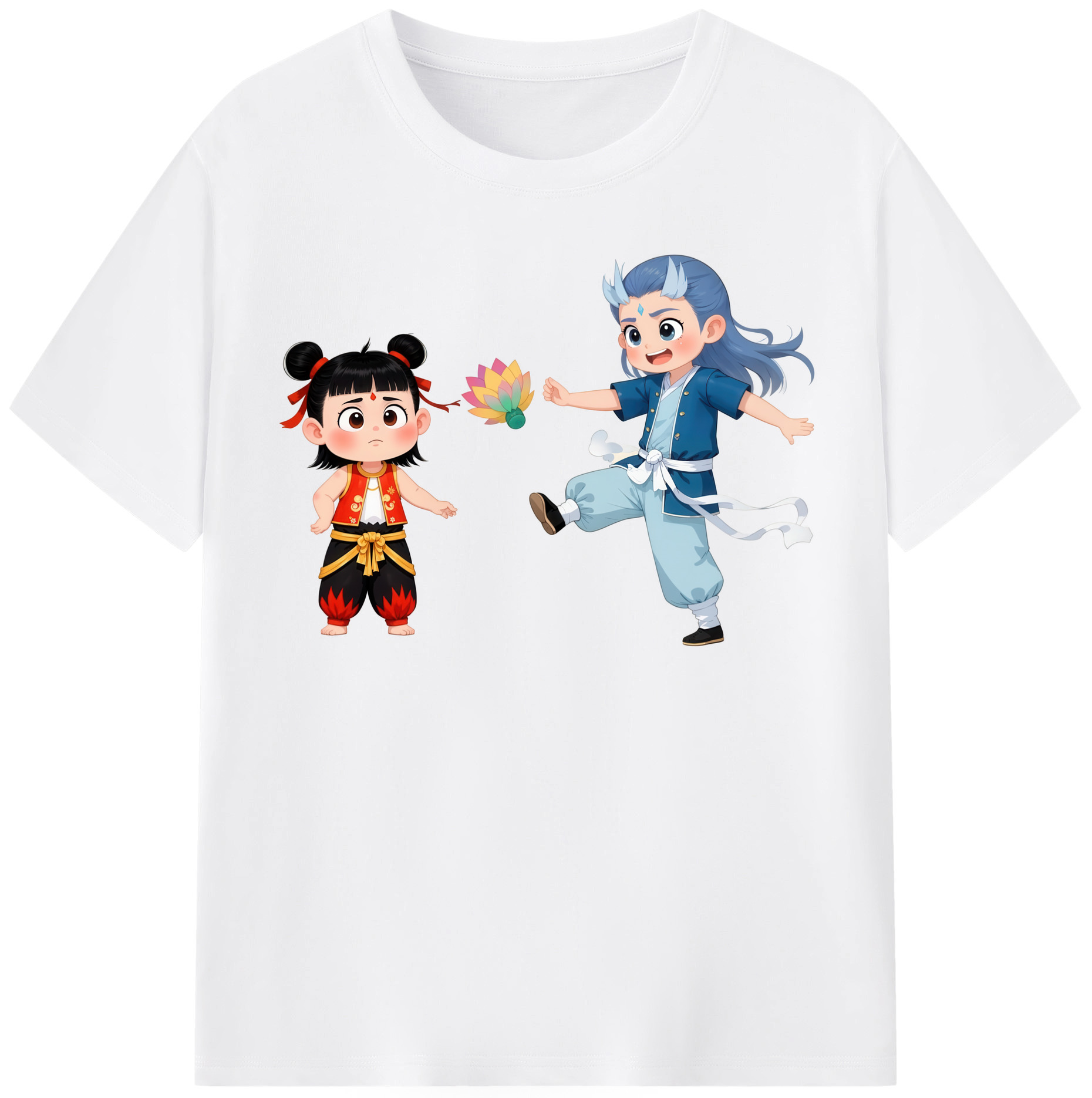 （画像用） Ne Zha 2 ナタ 魔童の大暴れ 綿100％半袖Tシャツ（フロントプリント）
