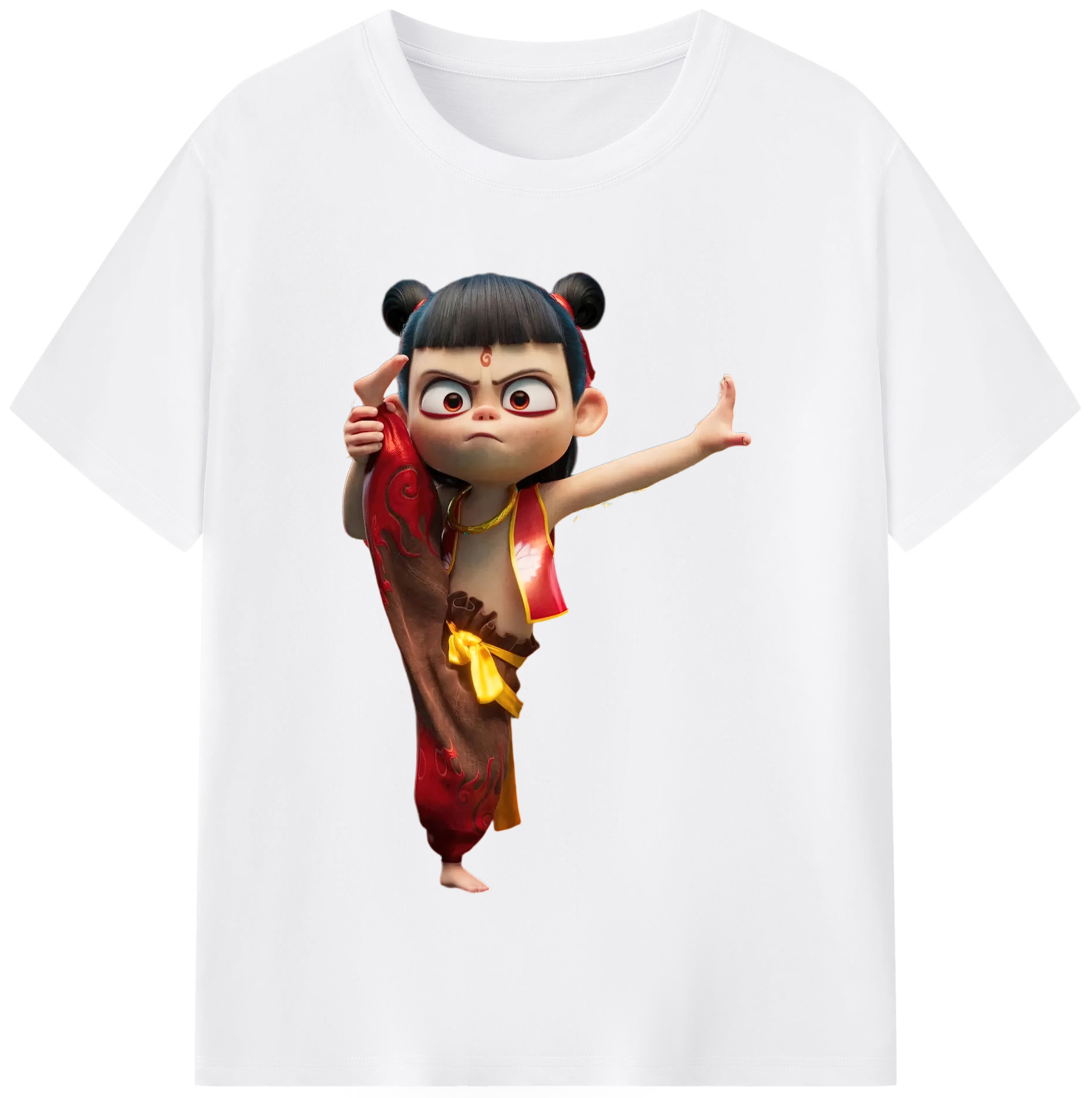 （画像用） Ne Zha 2 ナタ 魔童の大暴れ 綿100％半袖Tシャツ（フロントプリント）