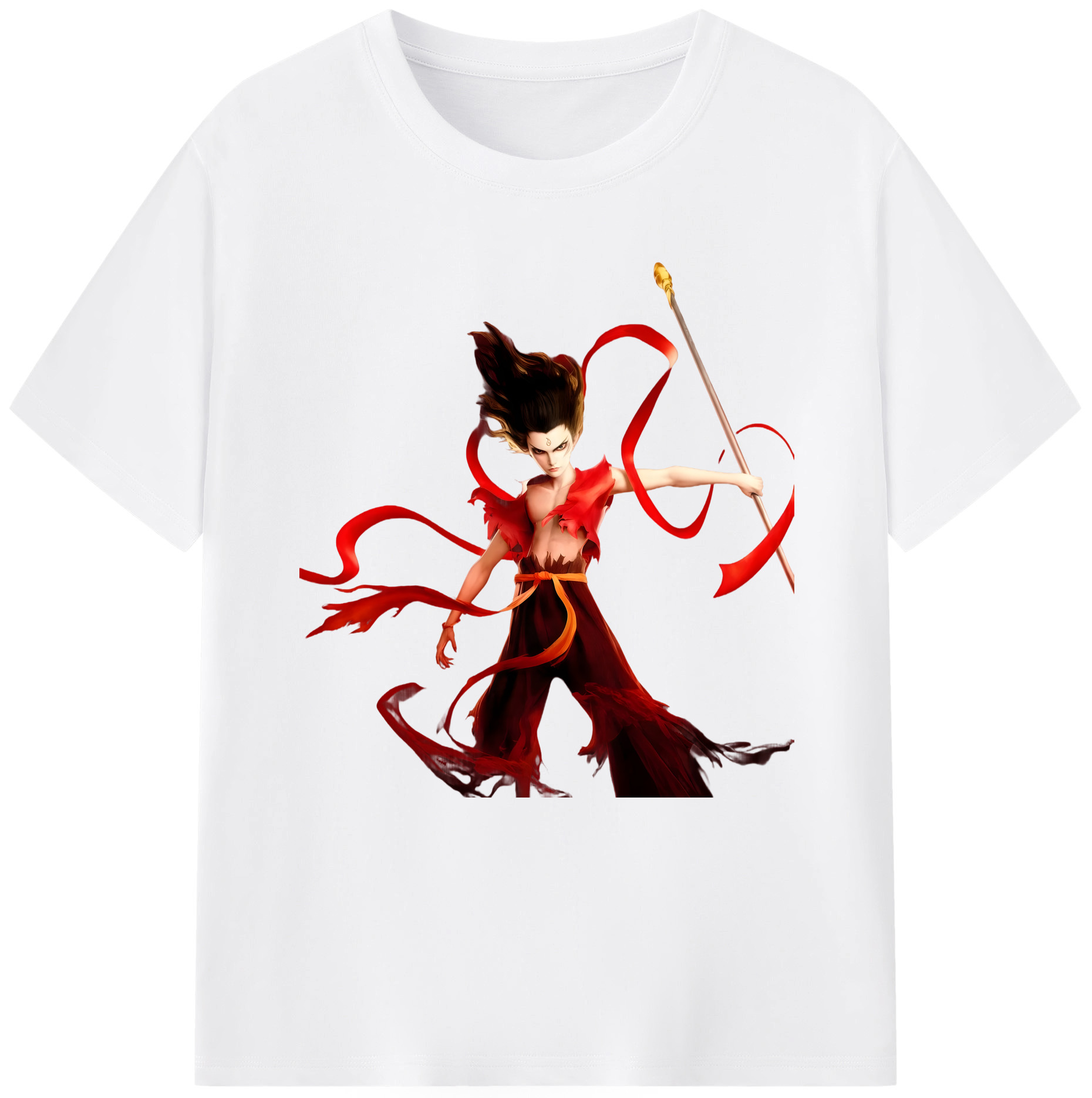 （画像用） Ne Zha 2 ナタ 魔童の大暴れ 綿100％半袖Tシャツ（フロントプリント）
