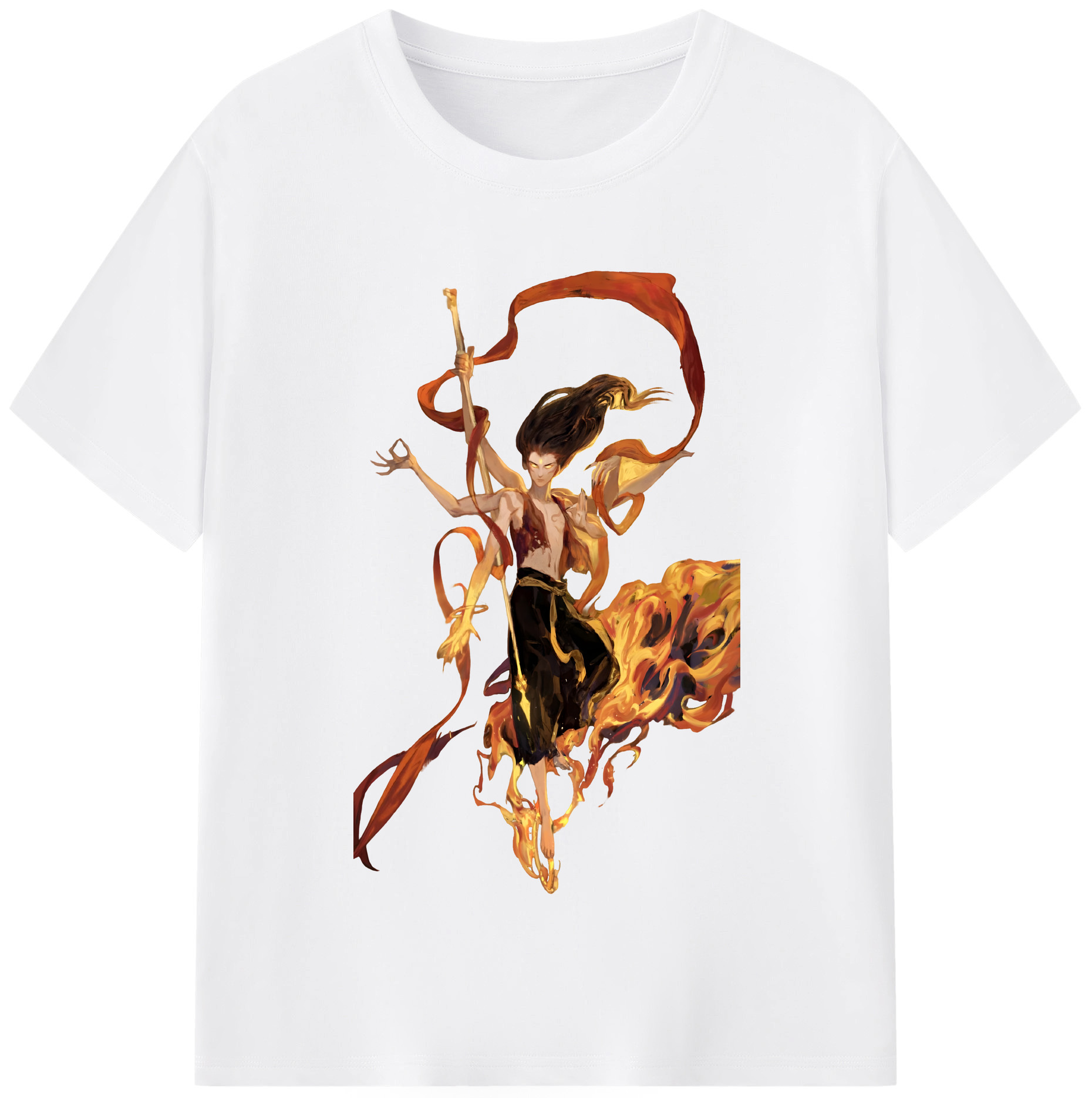 （画像用） Ne Zha 2 ナタ 魔童の大暴れ 綿100％半袖Tシャツ（フロントプリント）