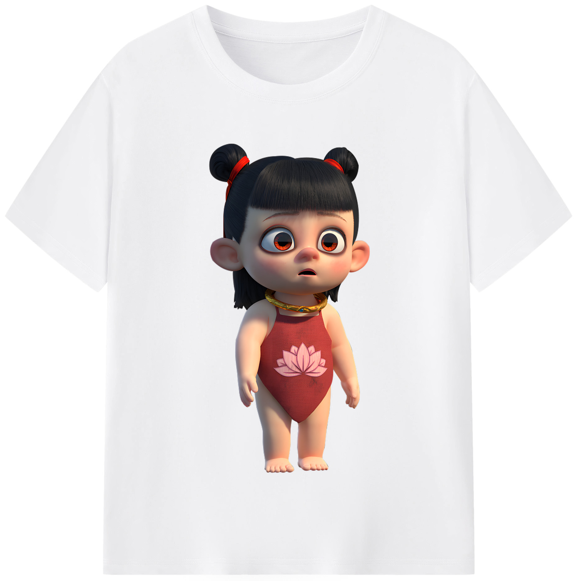 （画像用） Ne Zha 2 ナタ 魔童の大暴れ 綿100％半袖Tシャツ（フロントプリント）