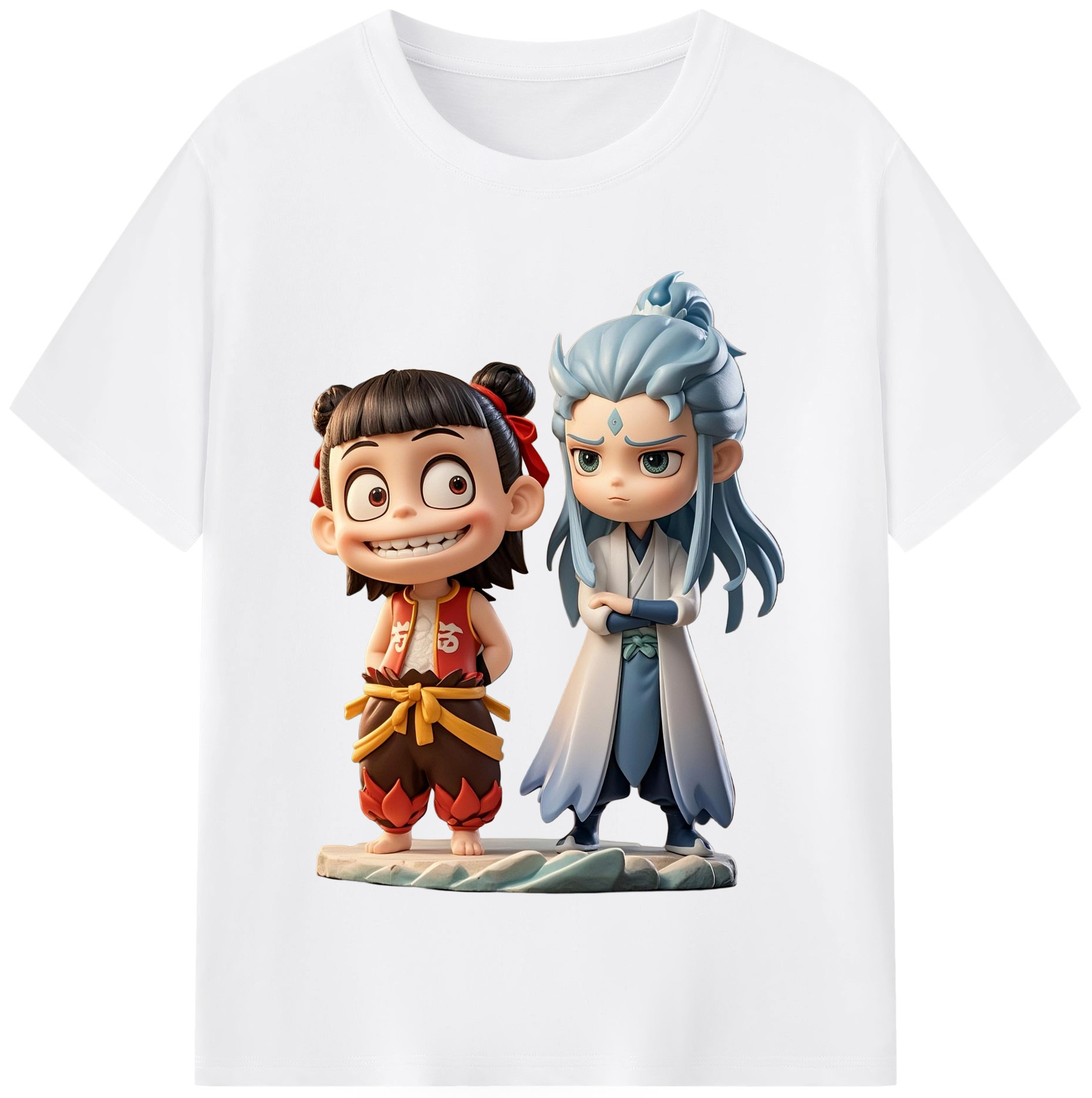（画像用） Ne Zha 2 ナタ 魔童の大暴れ 綿100％半袖Tシャツ（フロントプリント）