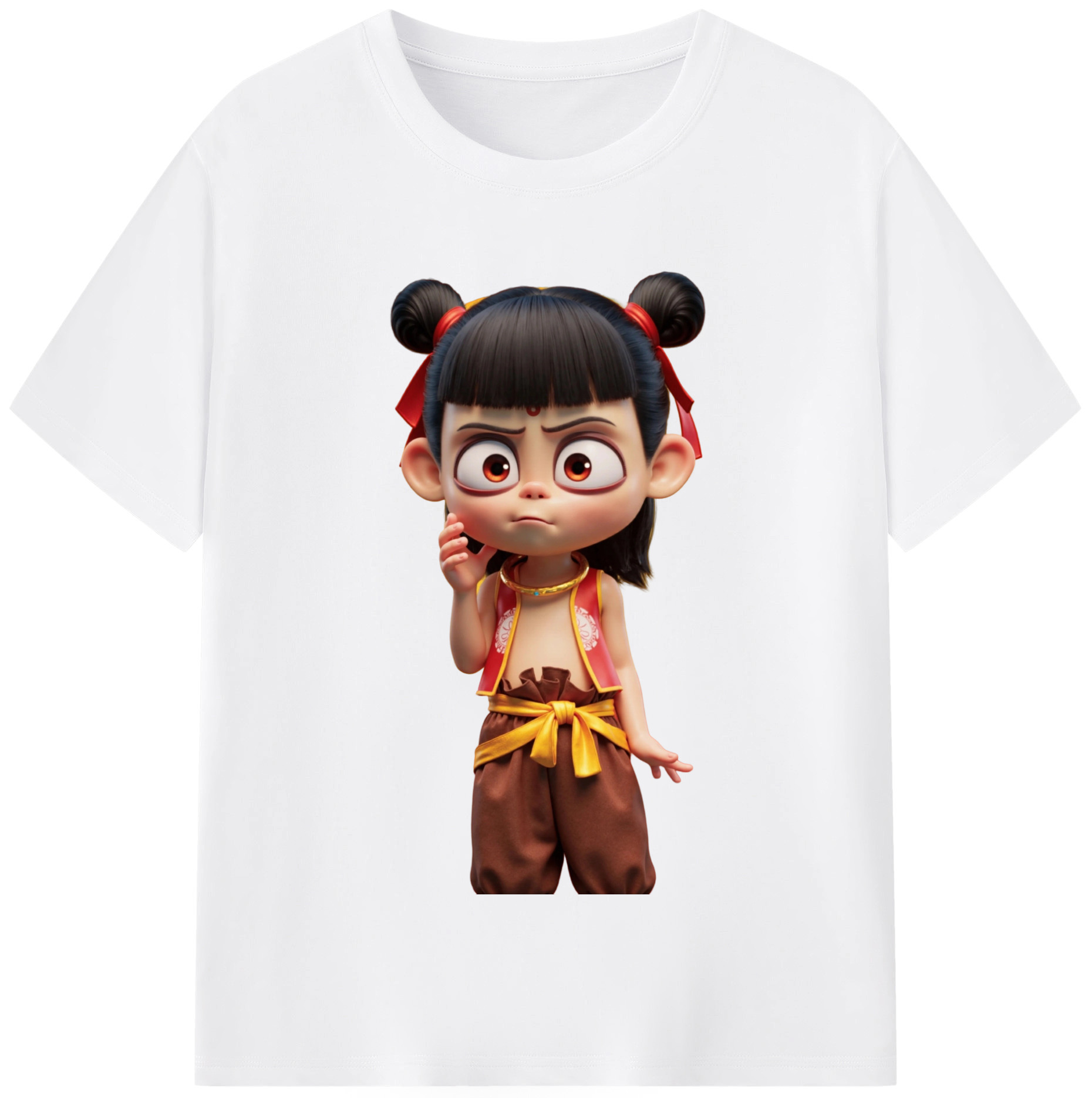 （画像用） Ne Zha 2 ナタ 魔童の大暴れ 綿100％半袖Tシャツ（フロントプリント）