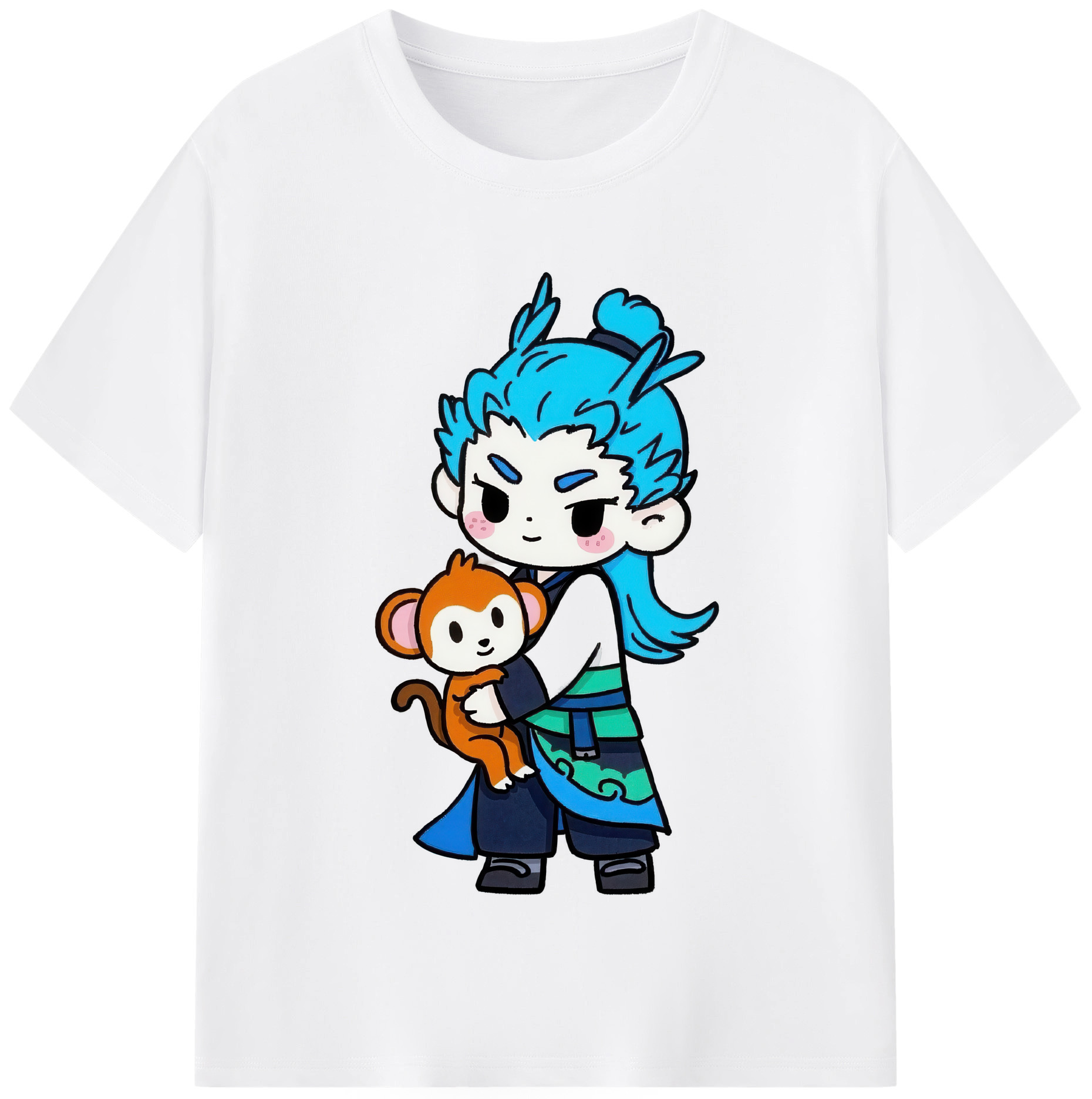（画像用） Ne Zha 2 ナタ 魔童の大暴れ 綿100％半袖Tシャツ（フロントプリント）