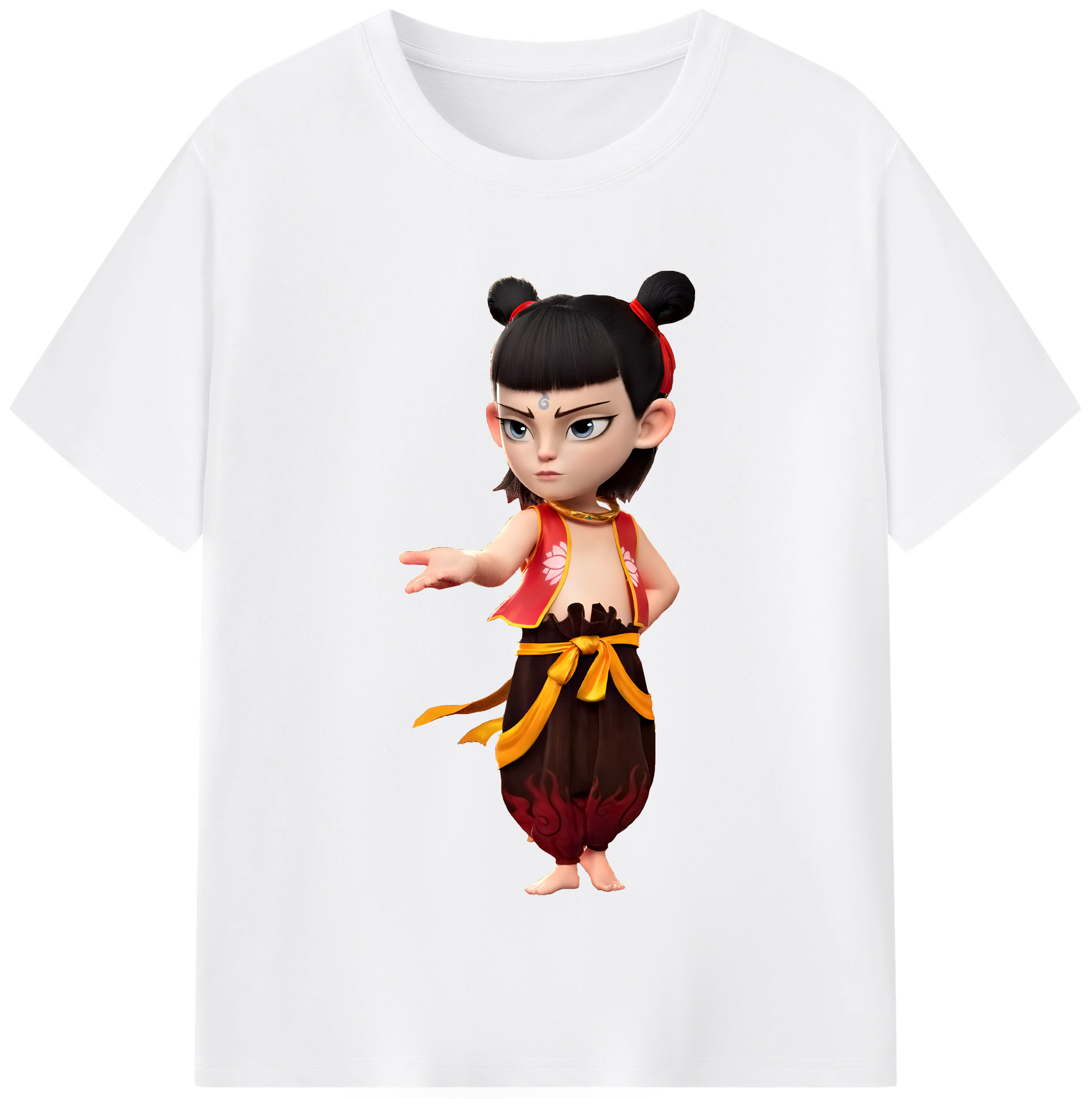 （画像用） Ne Zha 2 ナタ 魔童の大暴れ 綿100％半袖Tシャツ（フロントプリント）