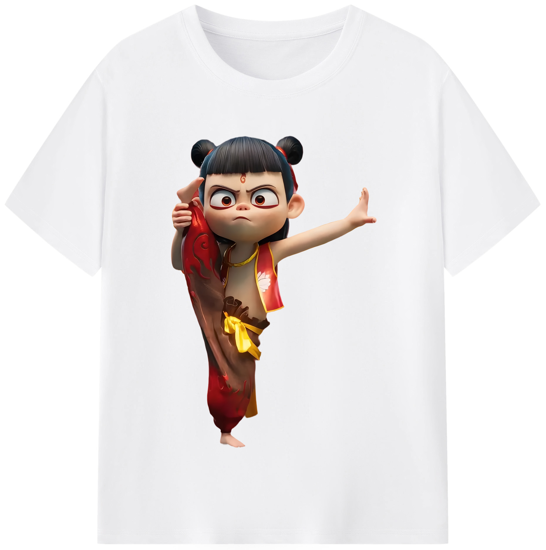 （画像用） Ne Zha 2 ナタ 魔童の大暴れ 綿100％半袖Tシャツ（フロントプリント）