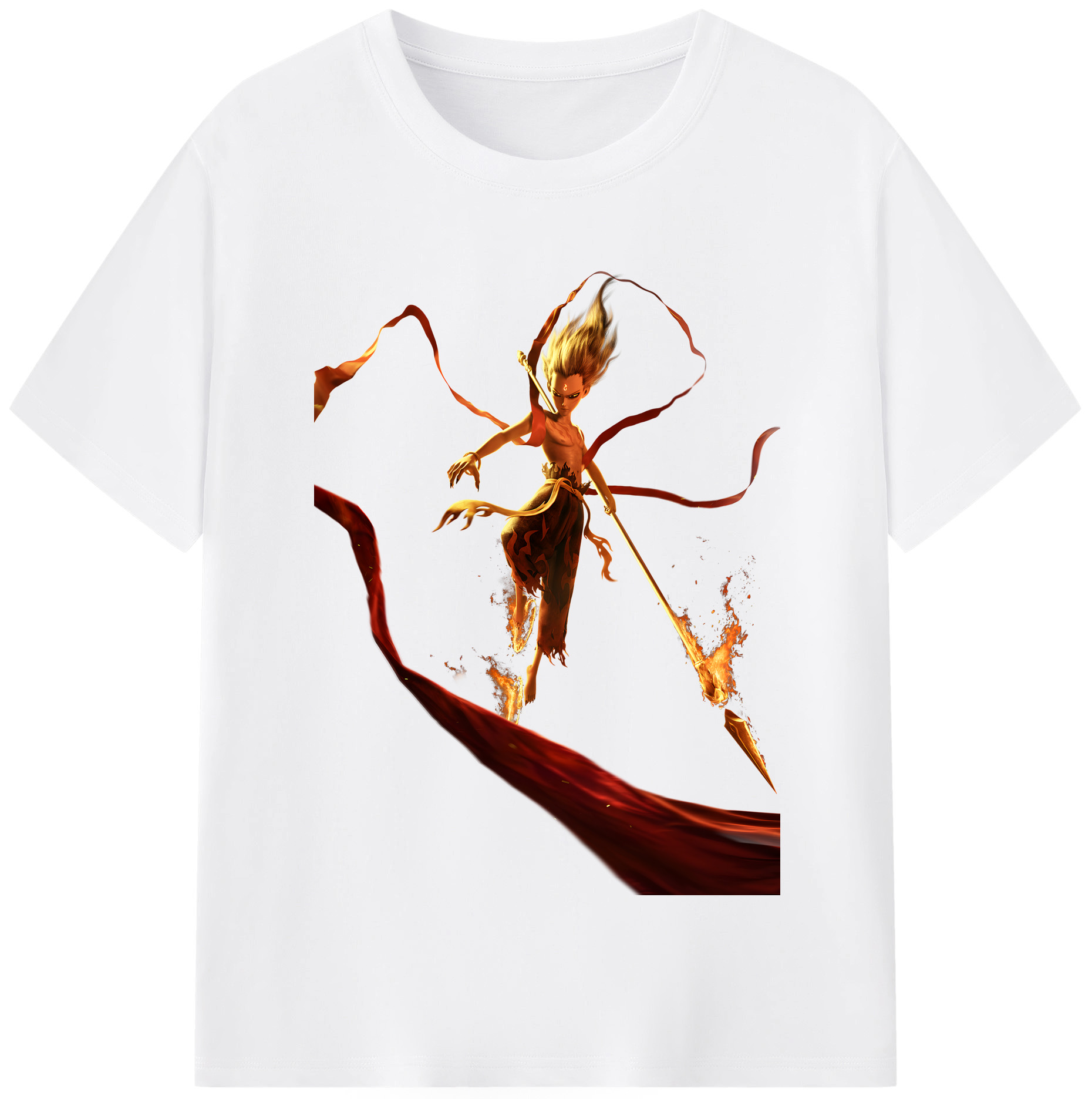 （画像用） Ne Zha 2 ナタ 魔童の大暴れ 綿100％半袖Tシャツ（フロントプリント）