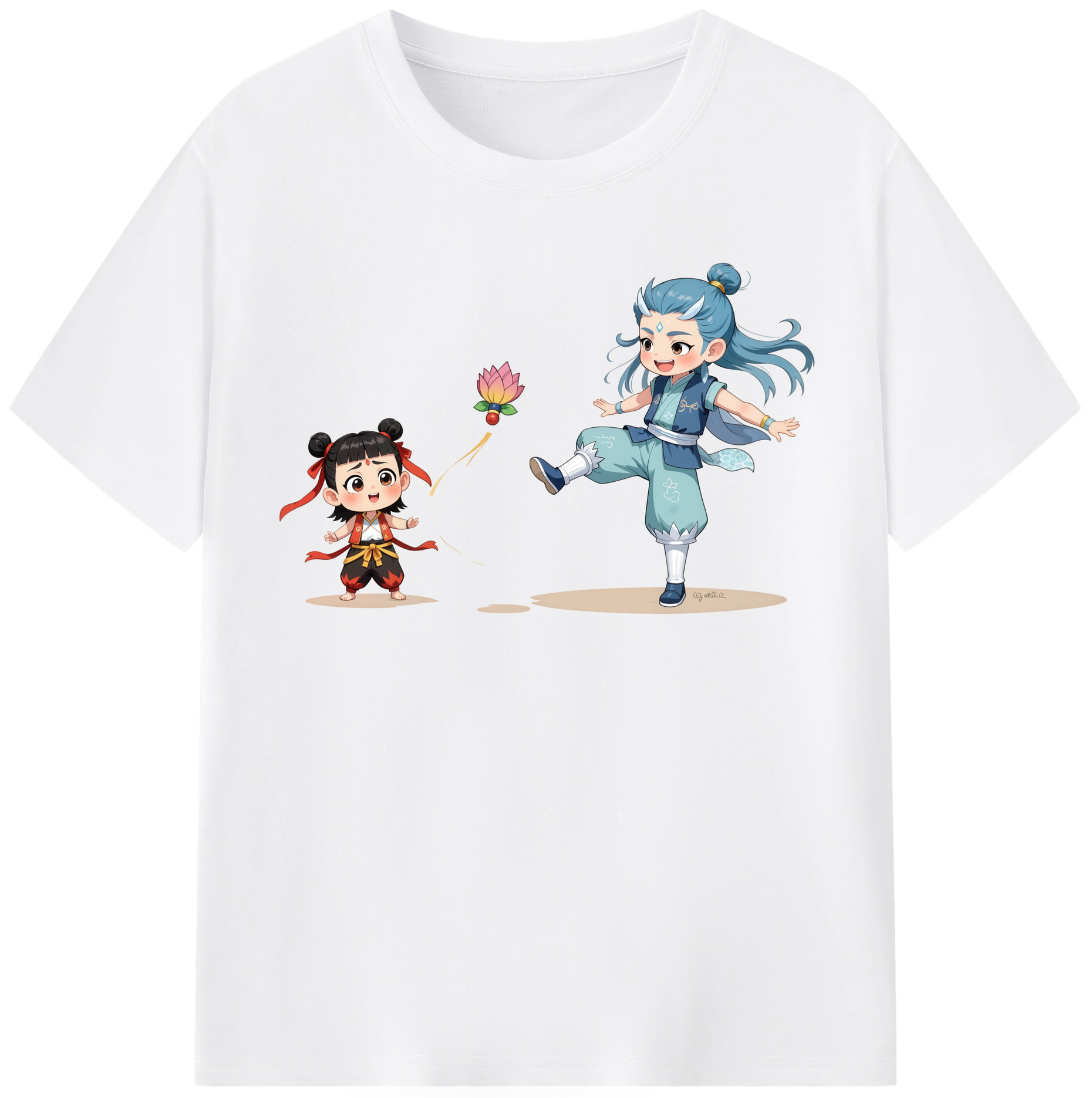 （画像用） Ne Zha 2 ナタ 魔童の大暴れ 綿100％半袖Tシャツ（フロントプリント）