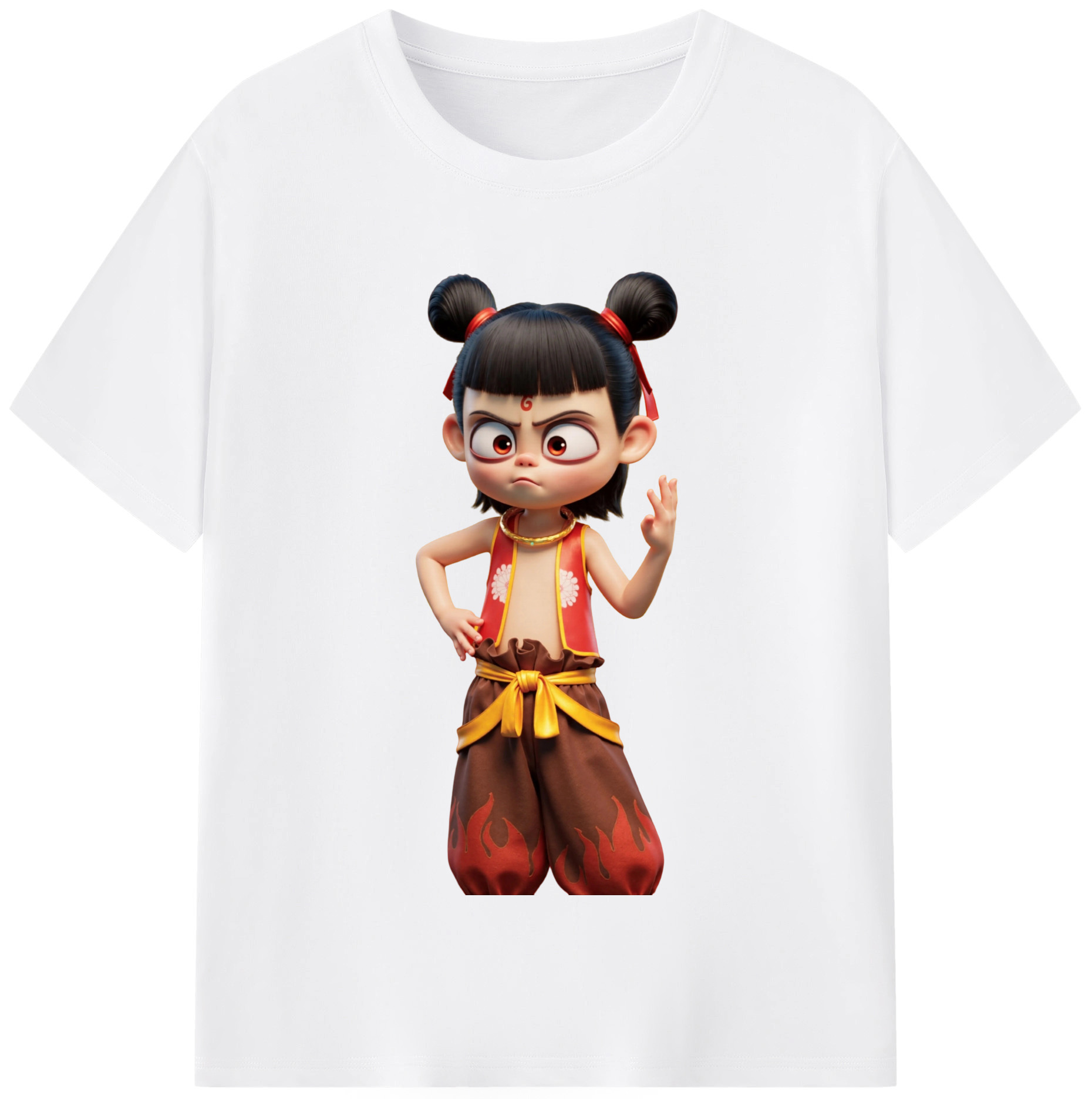 （画像用） Ne Zha 2 ナタ 魔童の大暴れ 綿100％半袖Tシャツ（フロントプリント）
