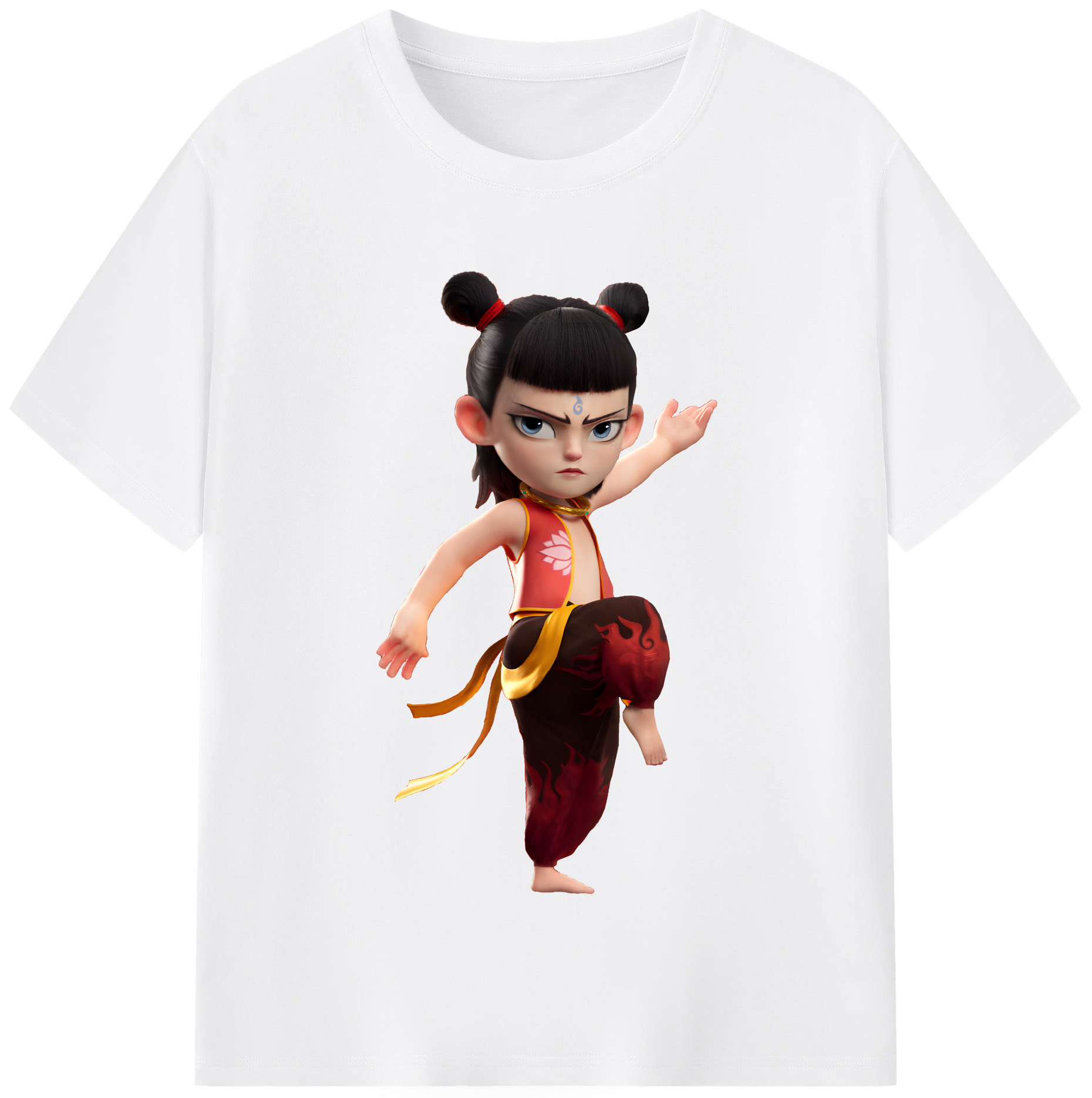 （画像用） Ne Zha 2 ナタ 魔童の大暴れ 綿100％半袖Tシャツ（フロントプリント）