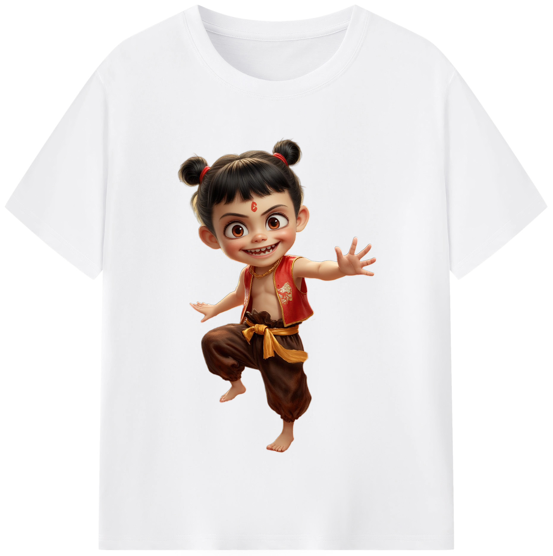 （画像用） Ne Zha 2 ナタ 魔童の大暴れ 綿100％半袖Tシャツ（フロントプリント）