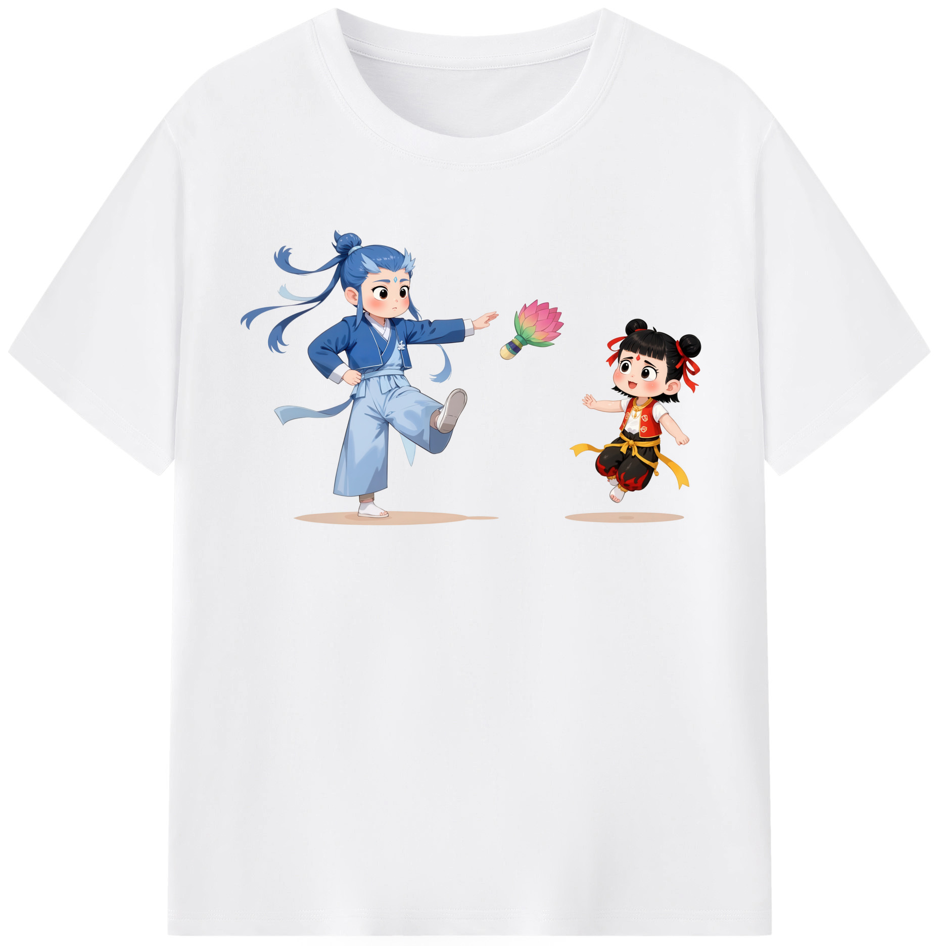 （画像用） Ne Zha 2 ナタ 魔童の大暴れ 綿100％半袖Tシャツ（フロントプリント）