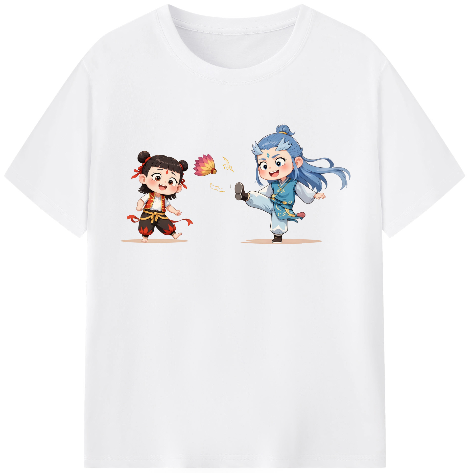 （画像用） Ne Zha 2 ナタ 魔童の大暴れ 綿100％半袖Tシャツ（フロントプリント）