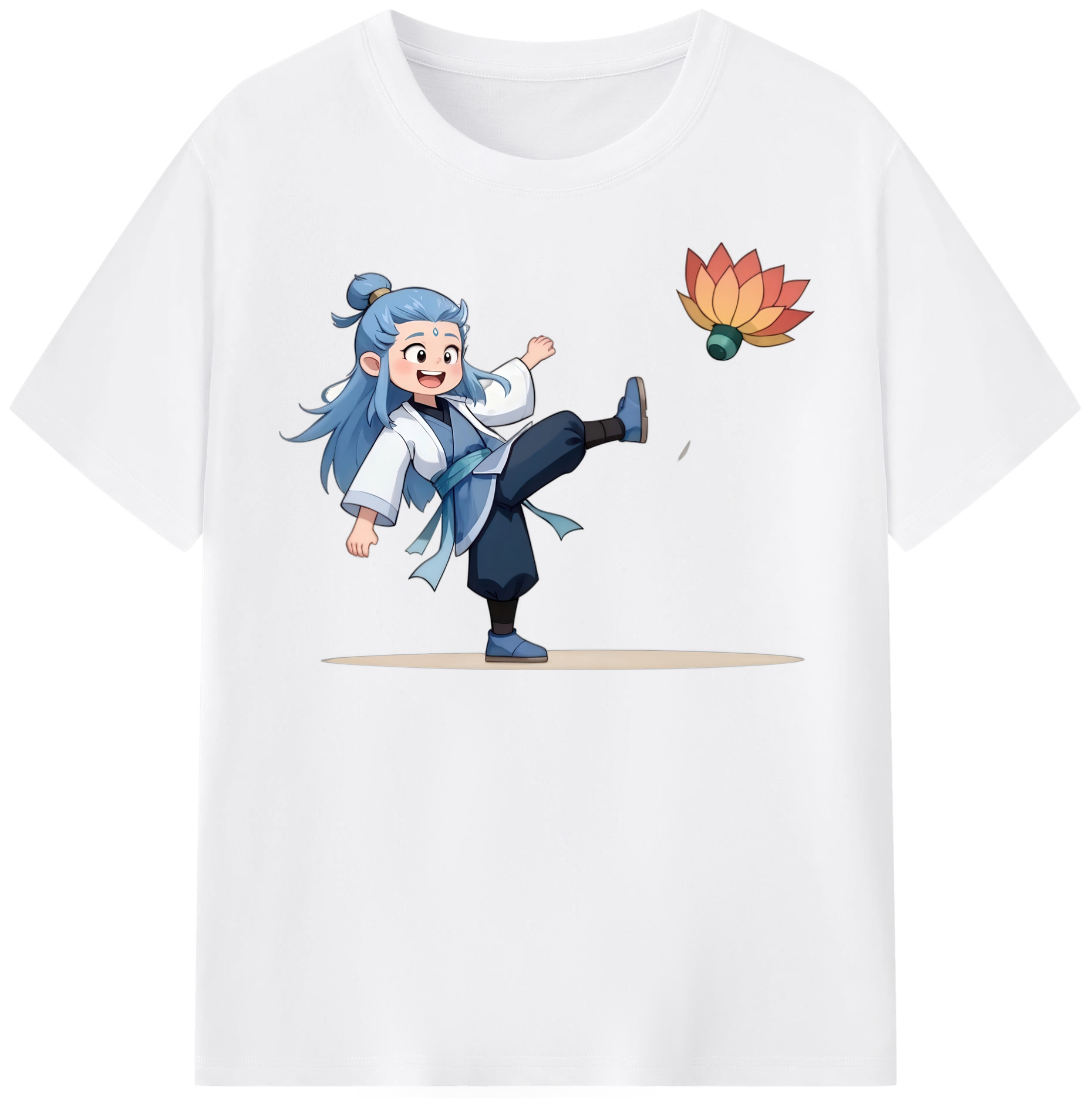 （画像用） Ne Zha 2 ナタ 魔童の大暴れ 綿100％半袖Tシャツ（フロントプリント）