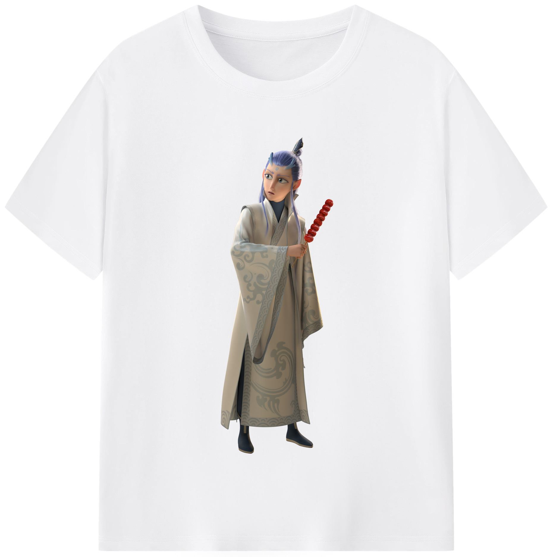 （画像用） Ne Zha 2 ナタ 魔童の大暴れ 綿100％半袖Tシャツ（フロントプリント）