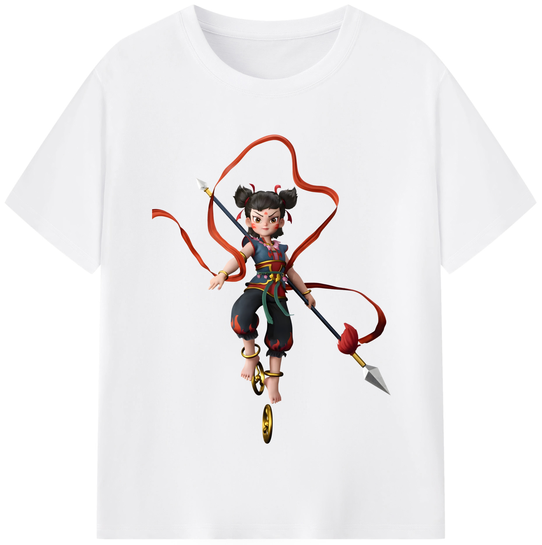 （画像用） Ne Zha 2 ナタ 魔童の大暴れ 綿100％半袖Tシャツ（フロントプリント）