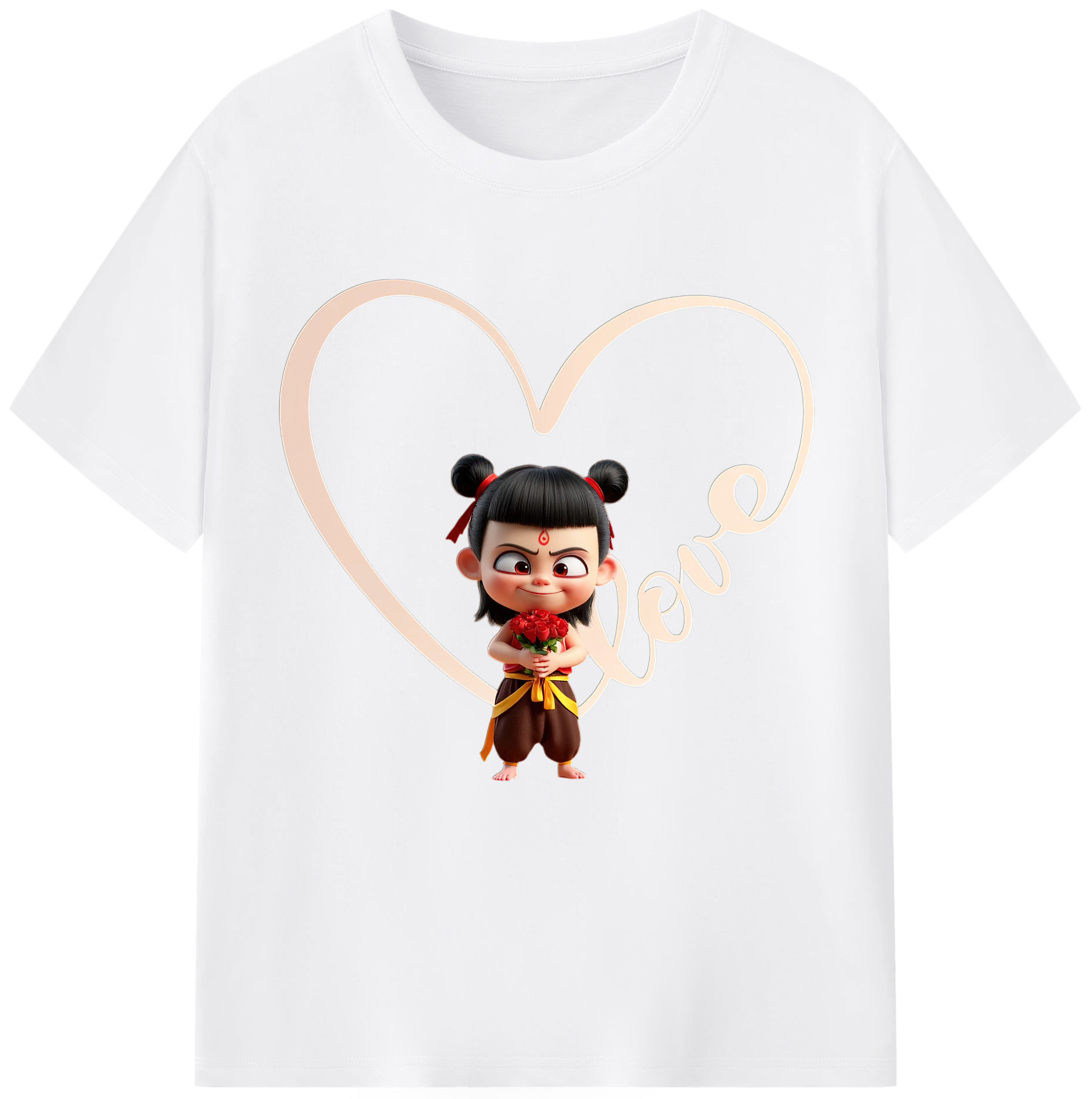 （画像用） Ne Zha 2 ナタ 魔童の大暴れ 綿100％半袖Tシャツ（フロントプリント）
