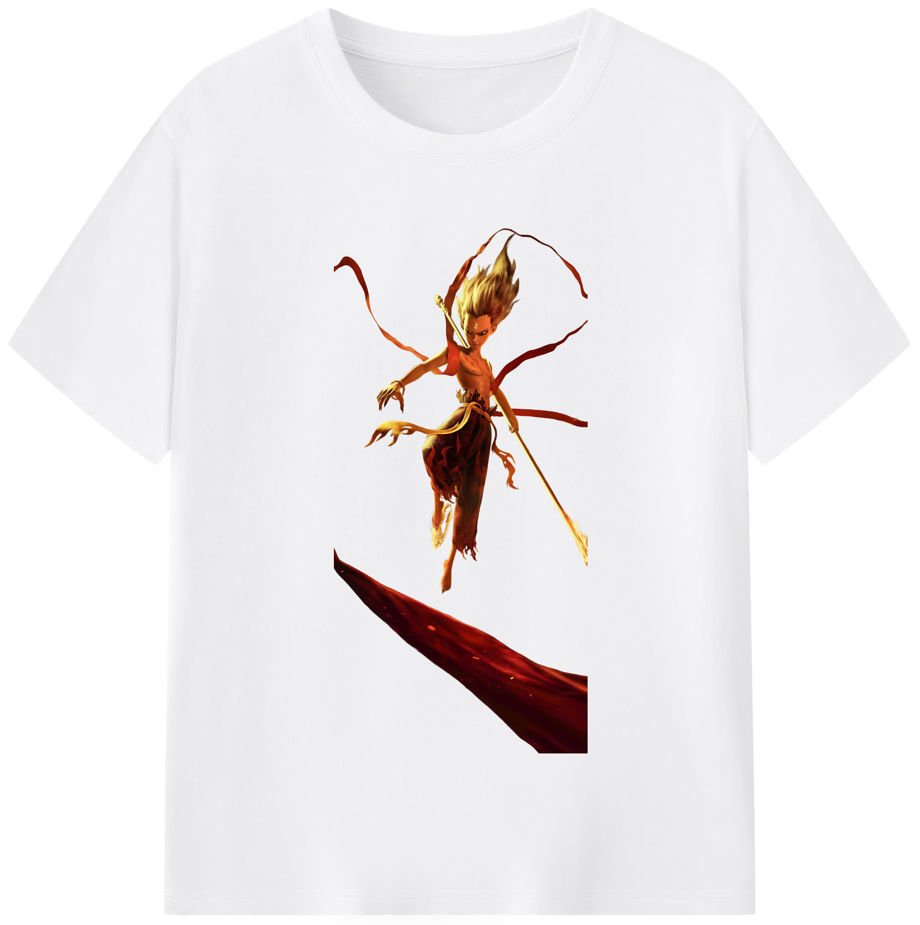 （画像用） Ne Zha 2 ナタ 魔童の大暴れ 綿100％半袖Tシャツ（フロントプリント）