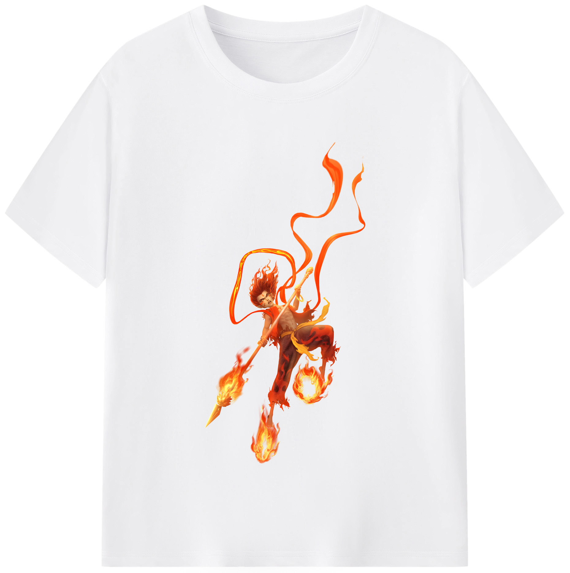 （画像用） Ne Zha 2 ナタ 魔童の大暴れ 綿100％半袖Tシャツ（フロントプリント）