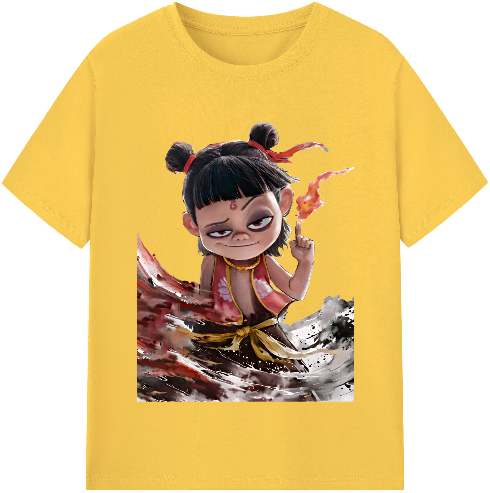 （画像用） Ne Zha 2 ナタ 魔童の大暴れ 綿100％半袖Tシャツ（フロントプリント）