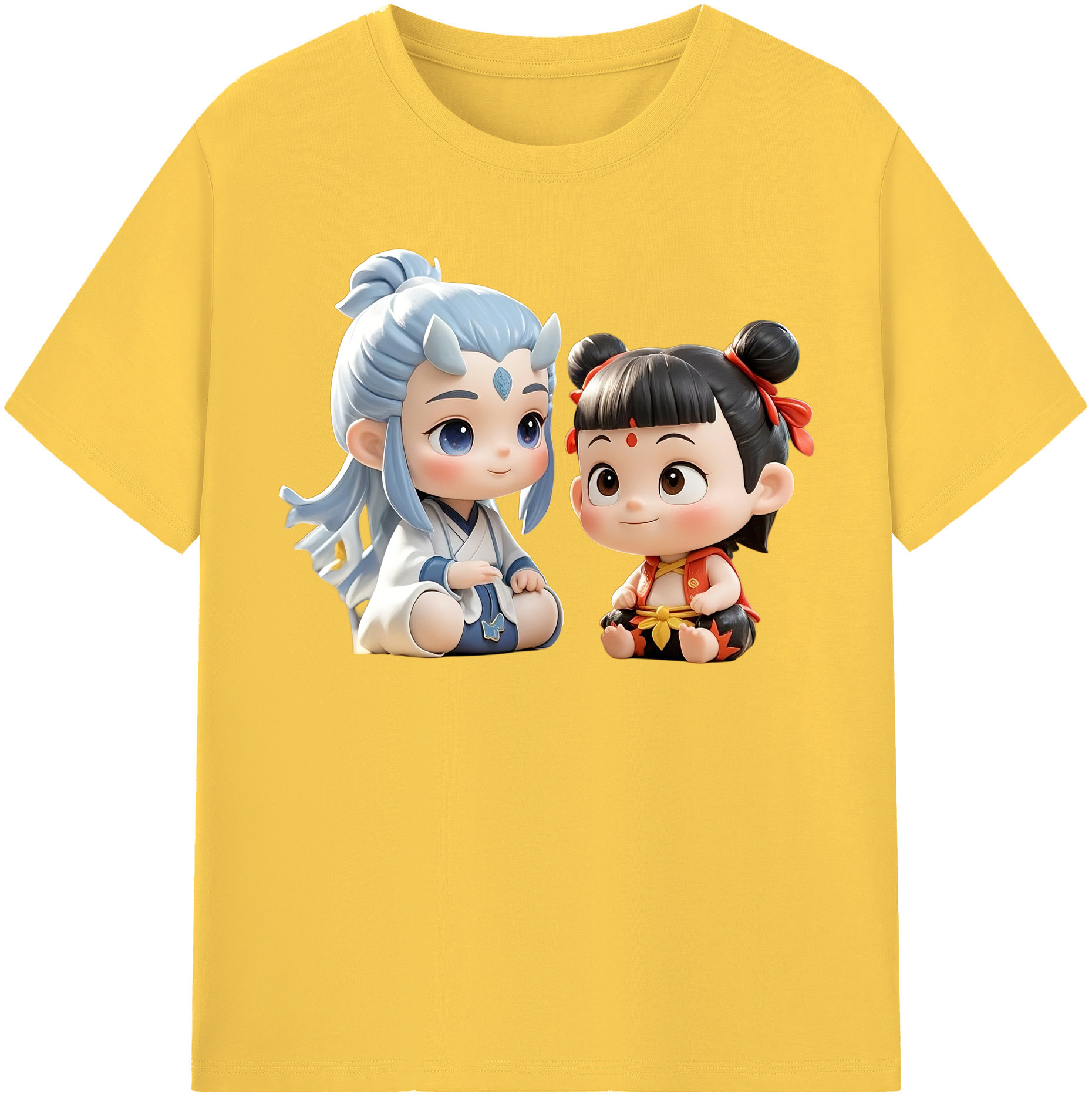 （画像用） Ne Zha 2 ナタ 魔童の大暴れ 綿100％半袖Tシャツ（フロントプリント）