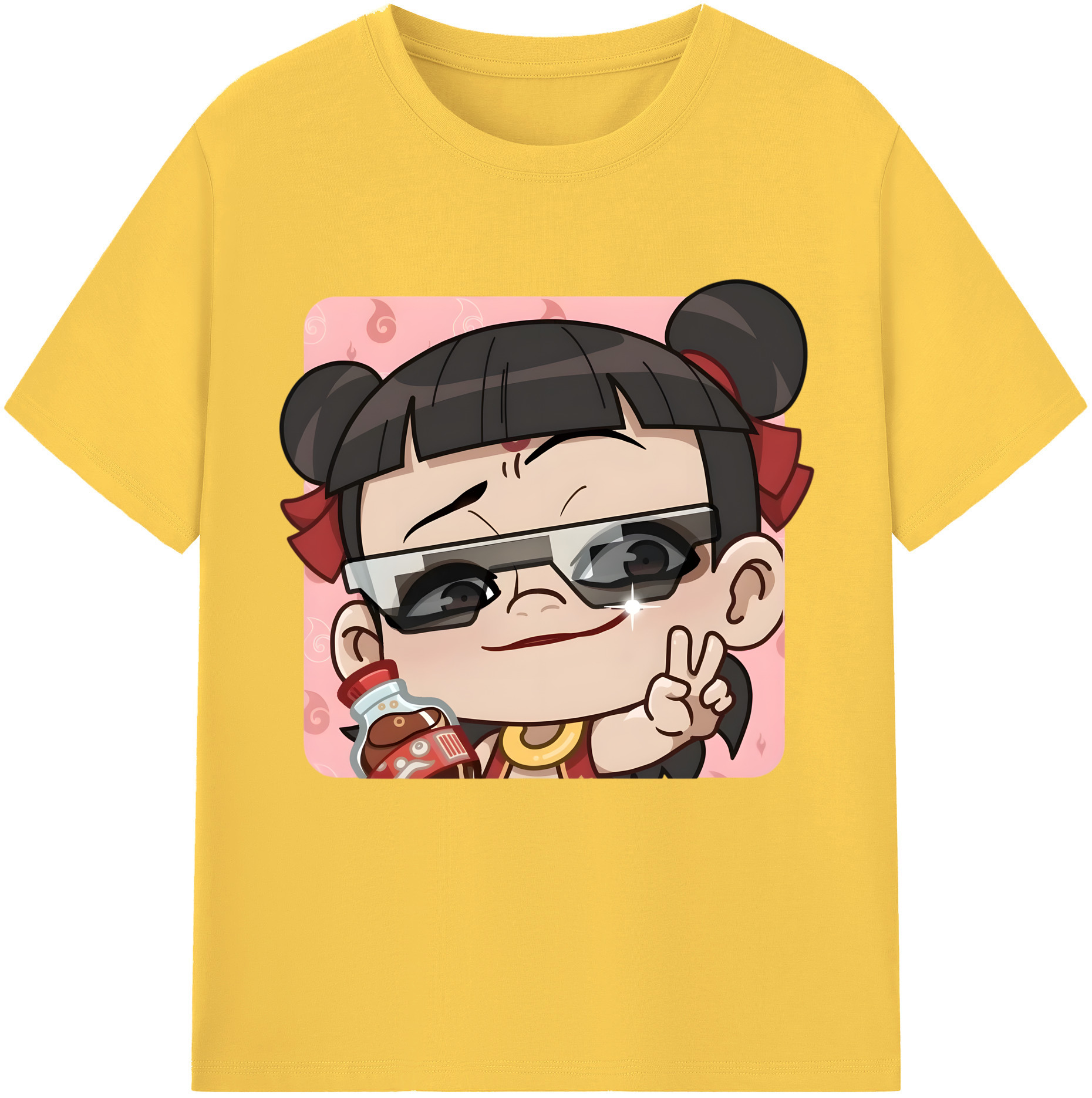 （画像用） Ne Zha 2 ナタ 魔童の大暴れ 綿100％半袖Tシャツ（フロントプリント）