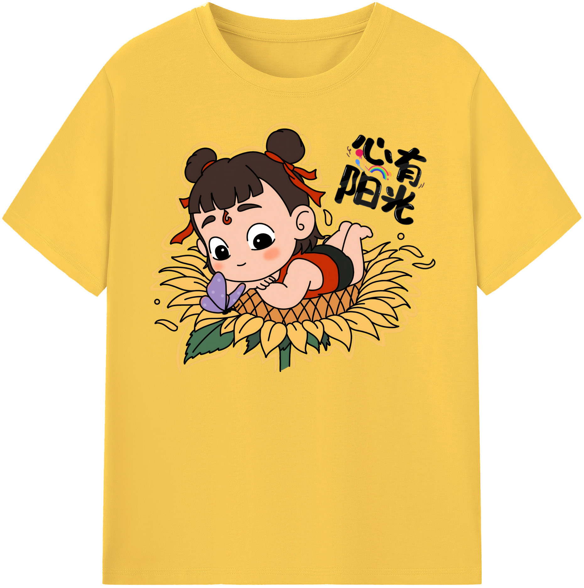 （画像用） Ne Zha 2 ナタ 魔童の大暴れ 綿100％半袖Tシャツ（フロントプリント）