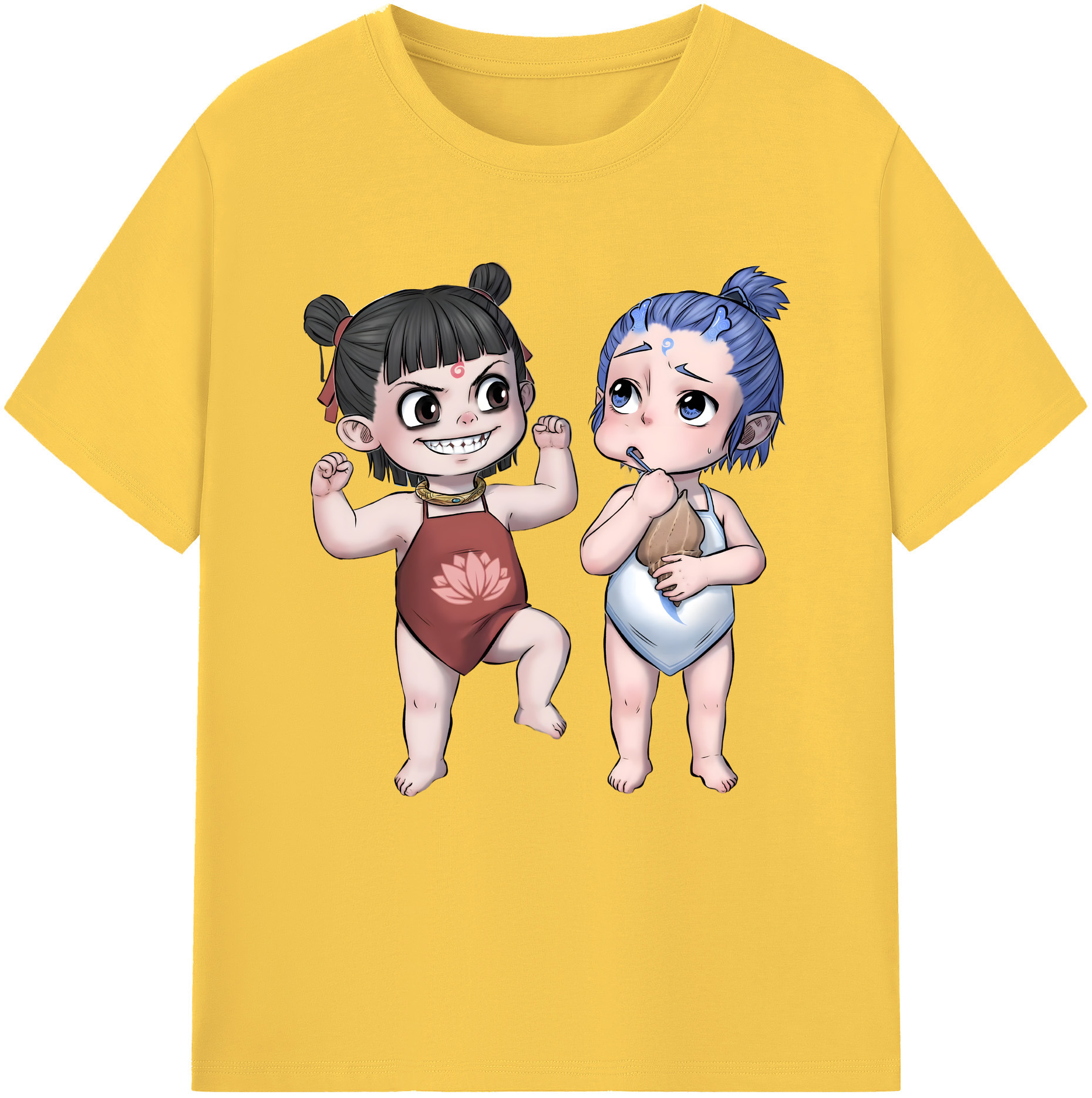 （画像用） Ne Zha 2 ナタ 魔童の大暴れ 綿100％半袖Tシャツ（フロントプリント）