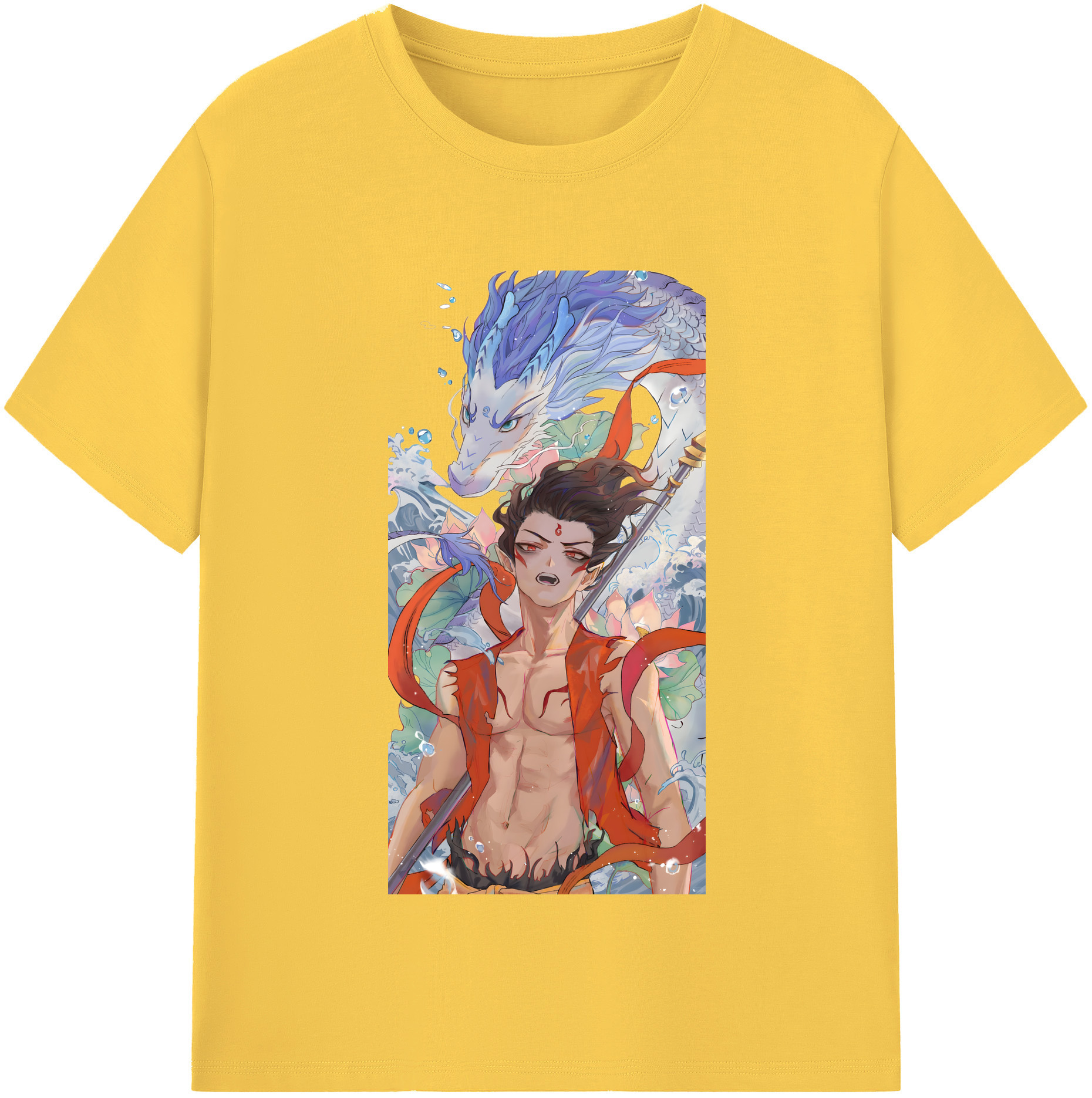 （画像用） Ne Zha 2 ナタ 魔童の大暴れ 綿100％半袖Tシャツ（フロントプリント）