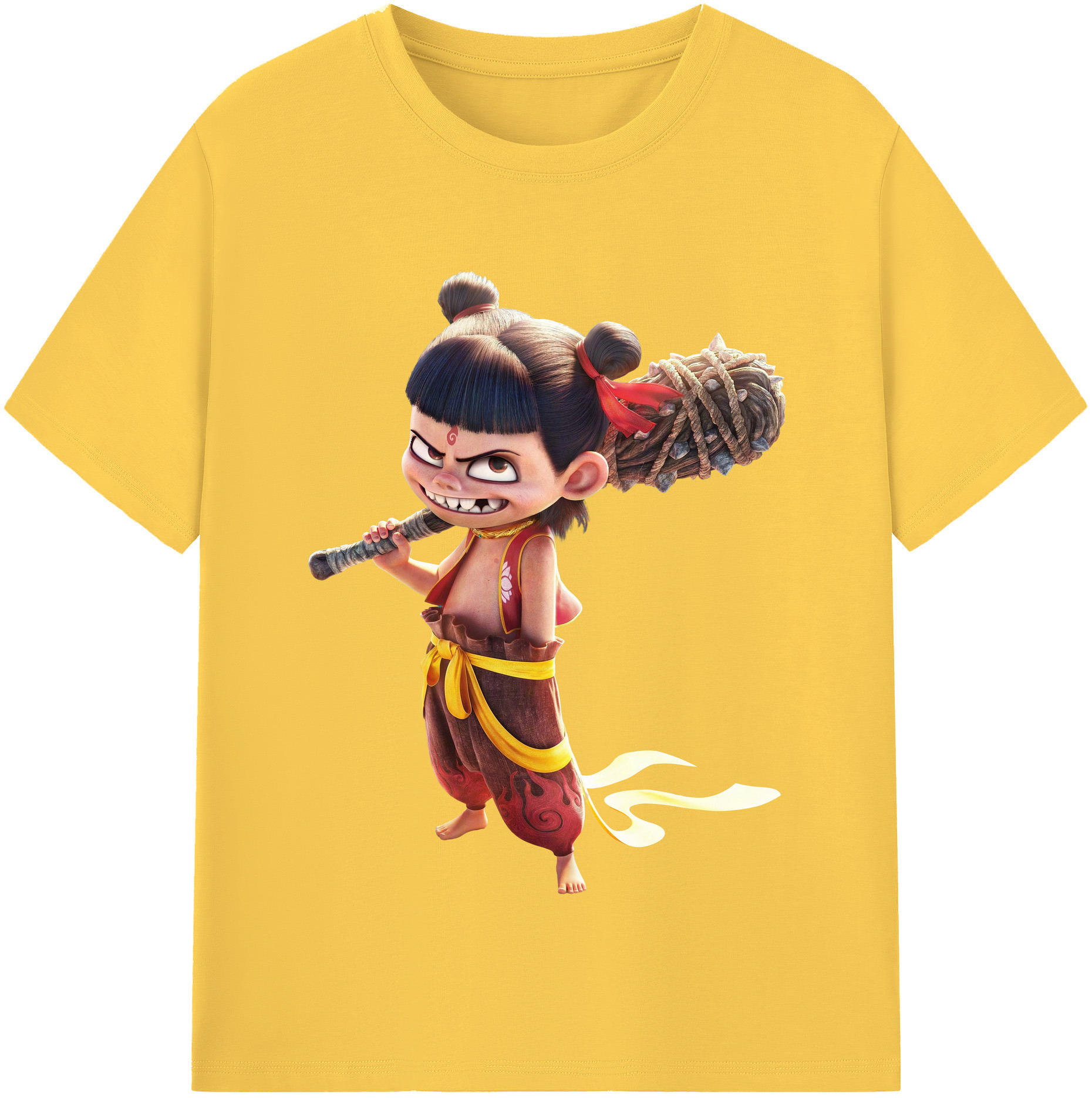 （画像用） Ne Zha 2 ナタ 魔童の大暴れ 綿100％半袖Tシャツ（フロントプリント）