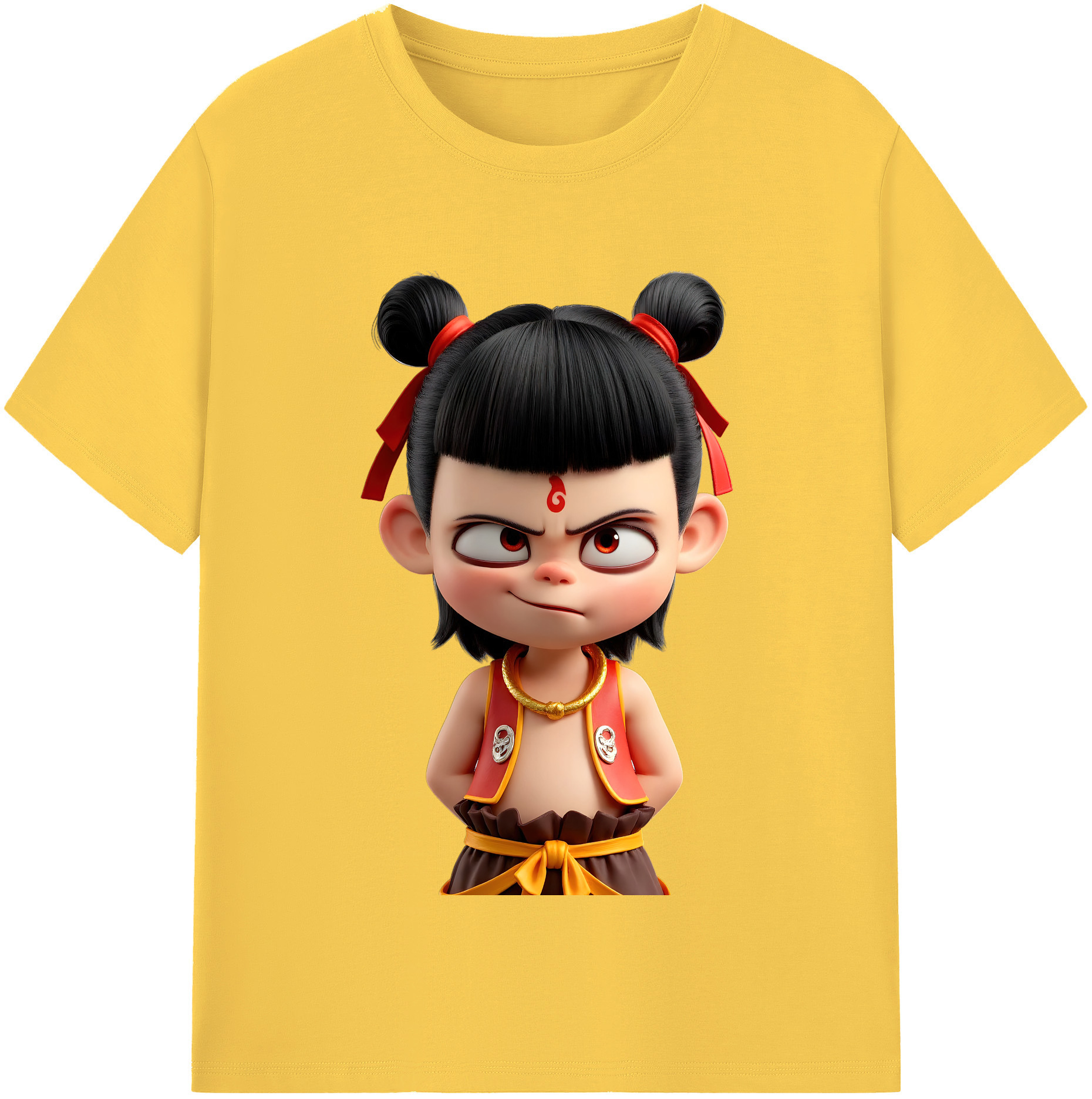 （画像用） Ne Zha 2 ナタ 魔童の大暴れ 綿100％半袖Tシャツ（フロントプリント）