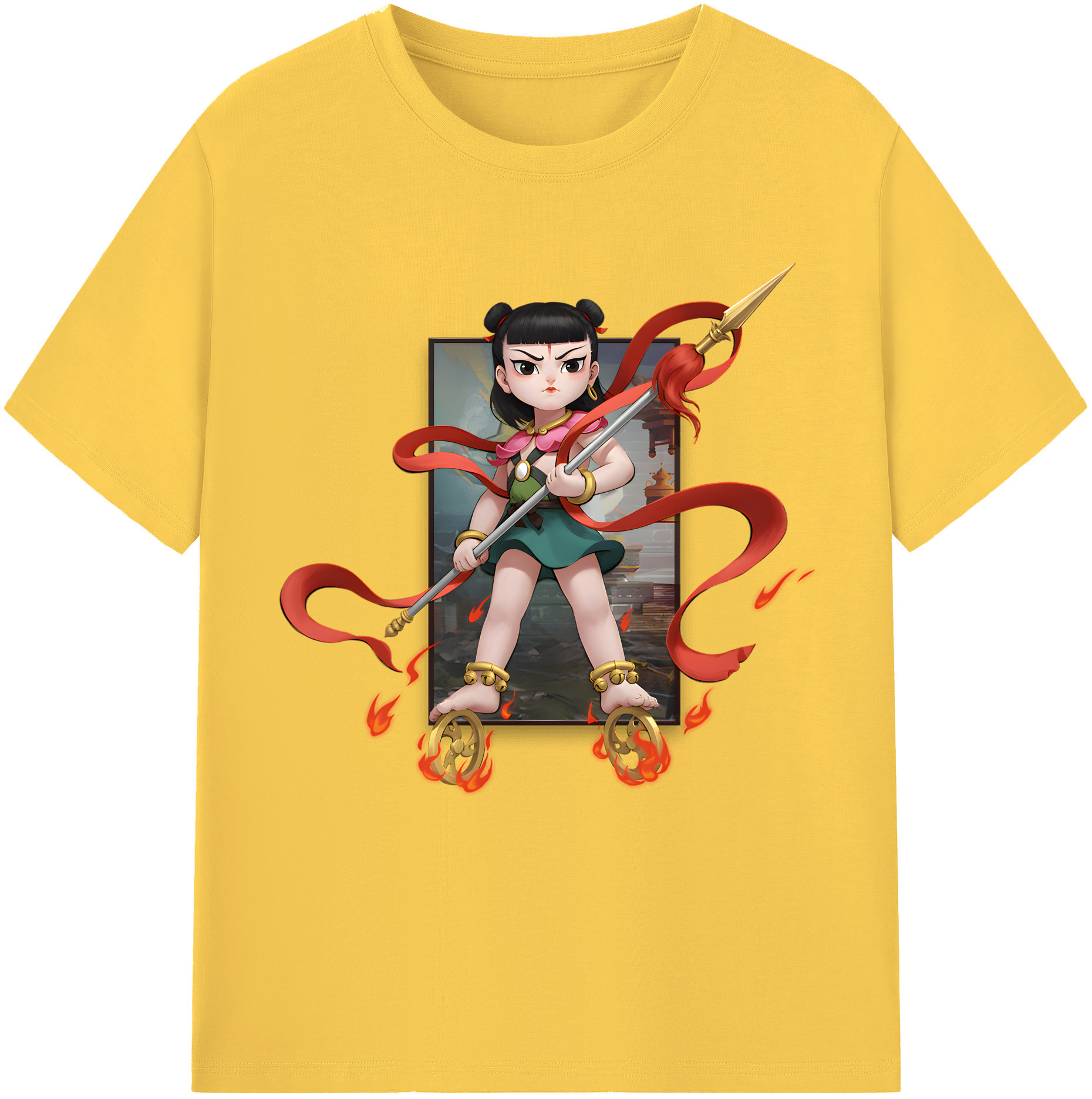 （画像用） Ne Zha 2 ナタ 魔童の大暴れ 綿100％半袖Tシャツ（フロントプリント）