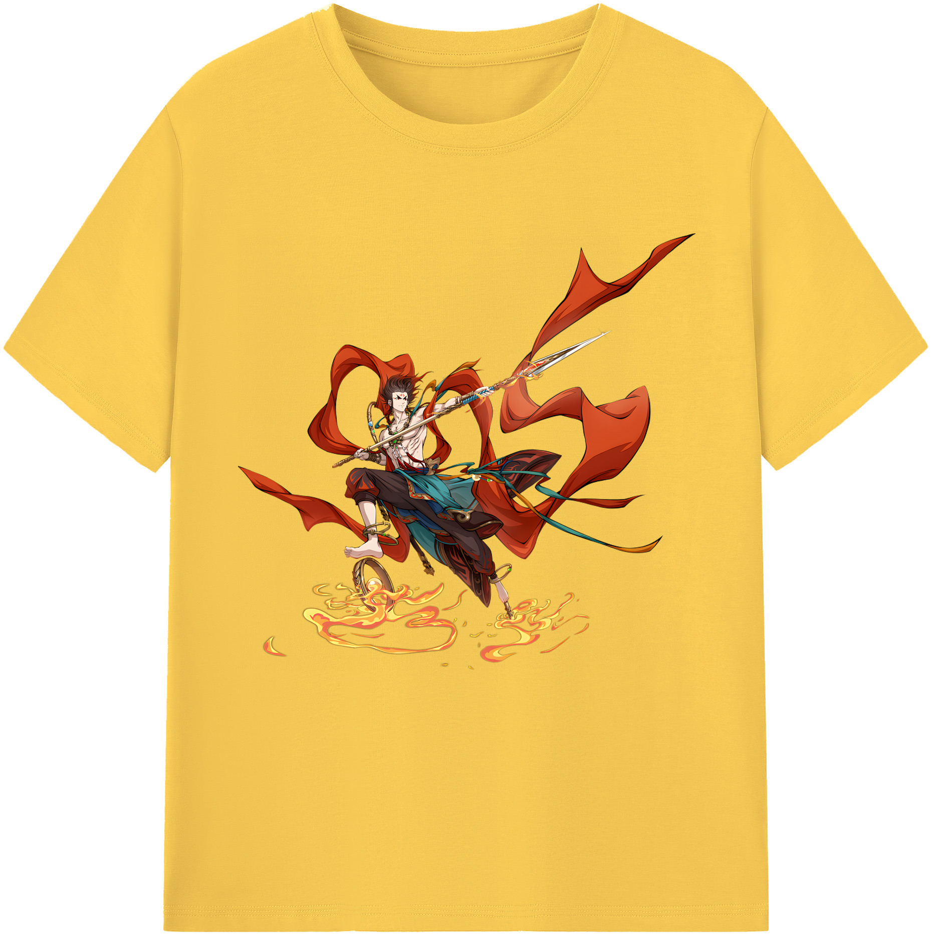 （画像用） Ne Zha 2 ナタ 魔童の大暴れ 綿100％半袖Tシャツ（フロントプリント）