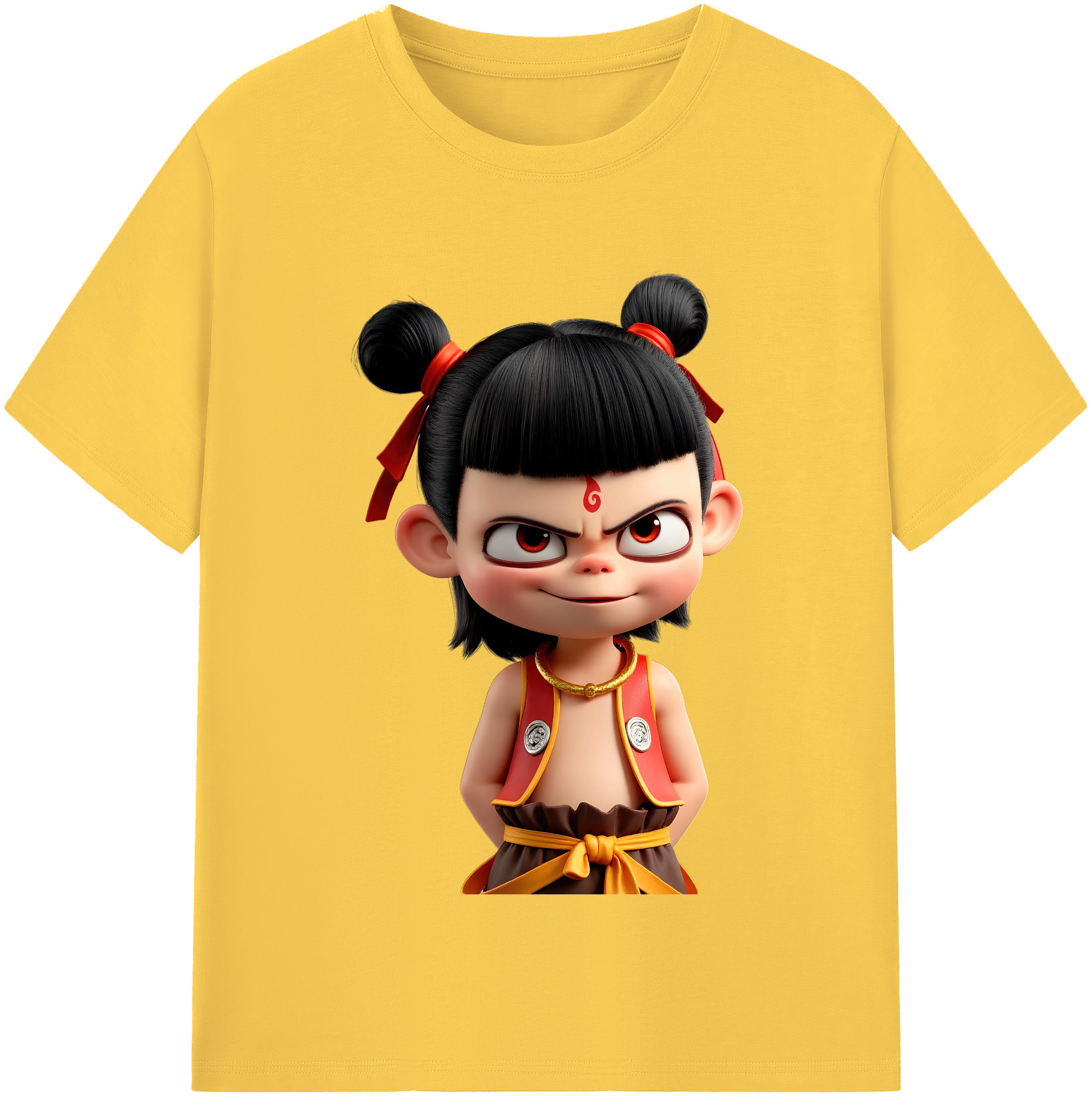 （画像用） Ne Zha 2 ナタ 魔童の大暴れ 綿100％半袖Tシャツ（フロントプリント）