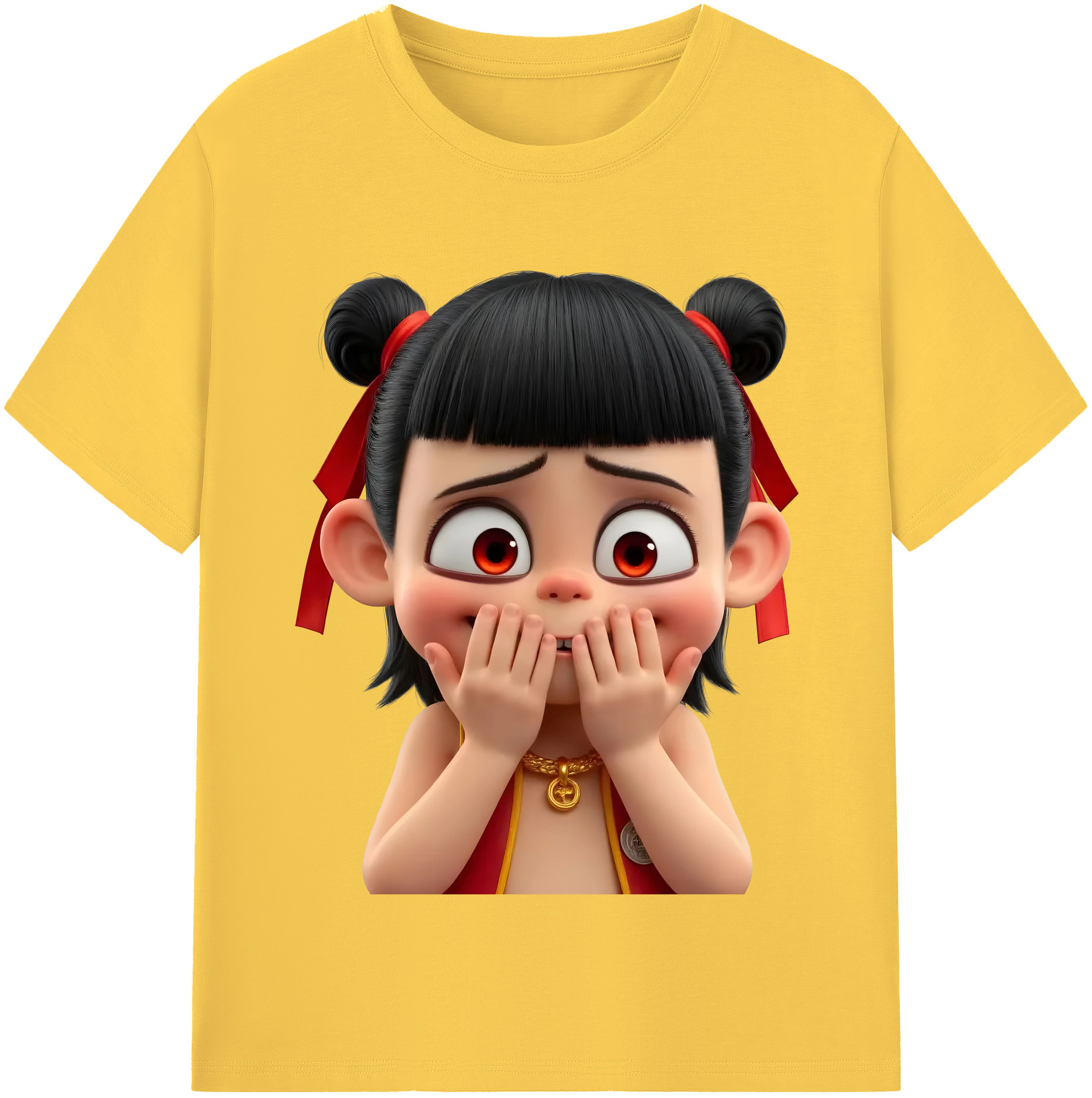 （画像用） Ne Zha 2 ナタ 魔童の大暴れ 綿100％半袖Tシャツ（フロントプリント）