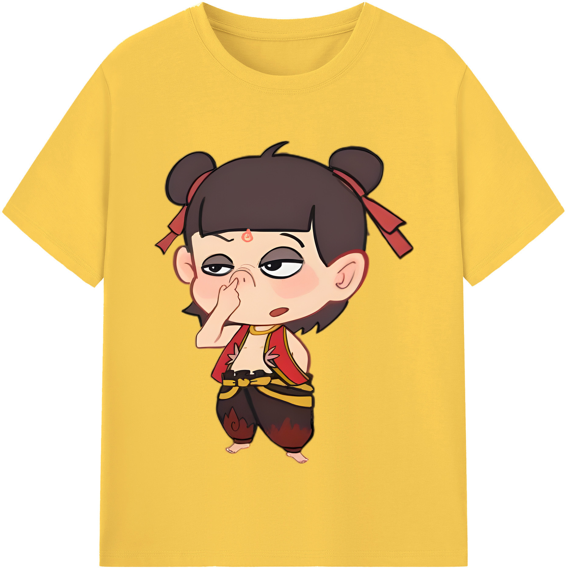 （画像用） Ne Zha 2 ナタ 魔童の大暴れ 綿100％半袖Tシャツ（フロントプリント）
