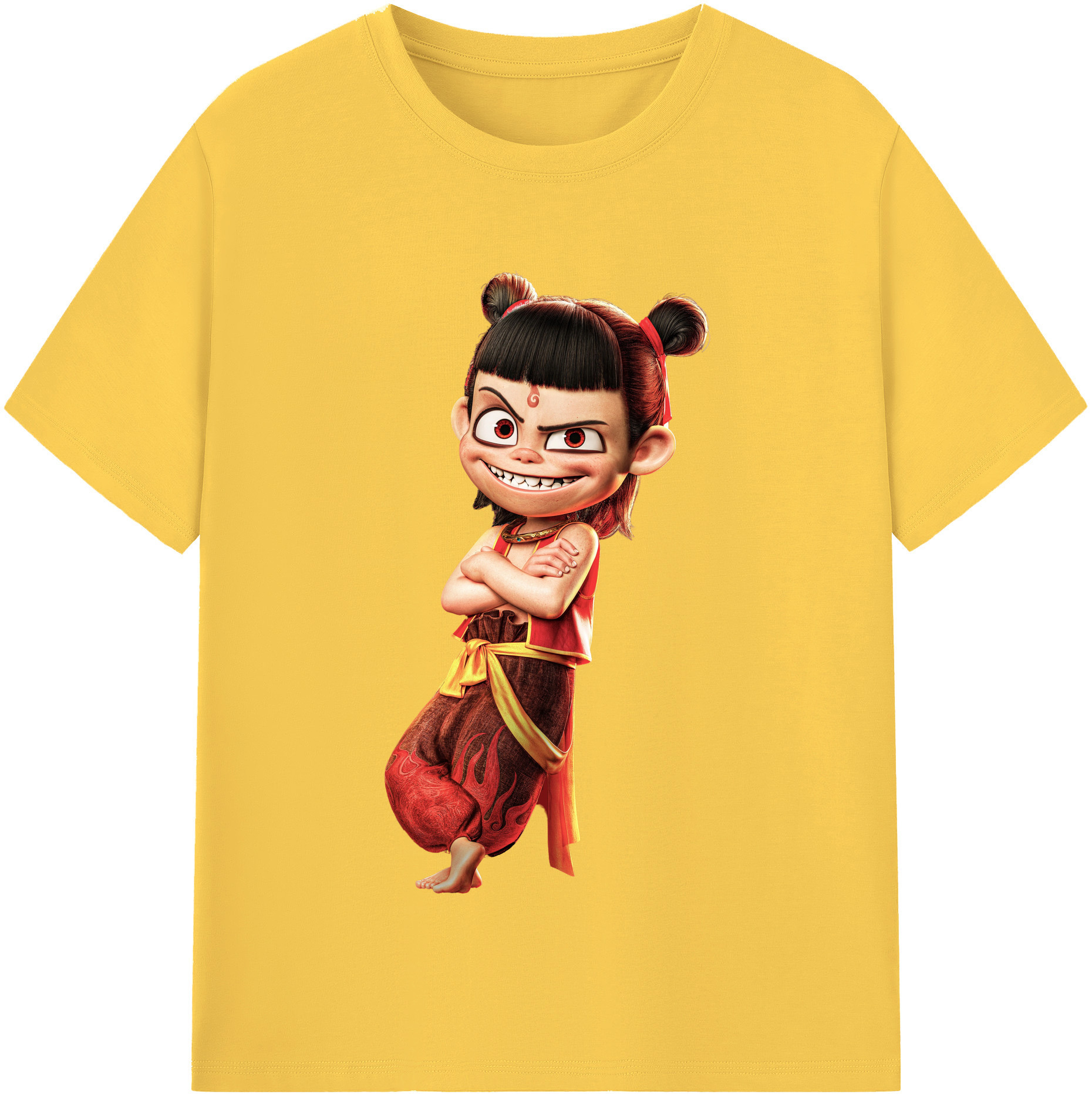 （画像用） Ne Zha 2 ナタ 魔童の大暴れ 綿100％半袖Tシャツ（フロントプリント）