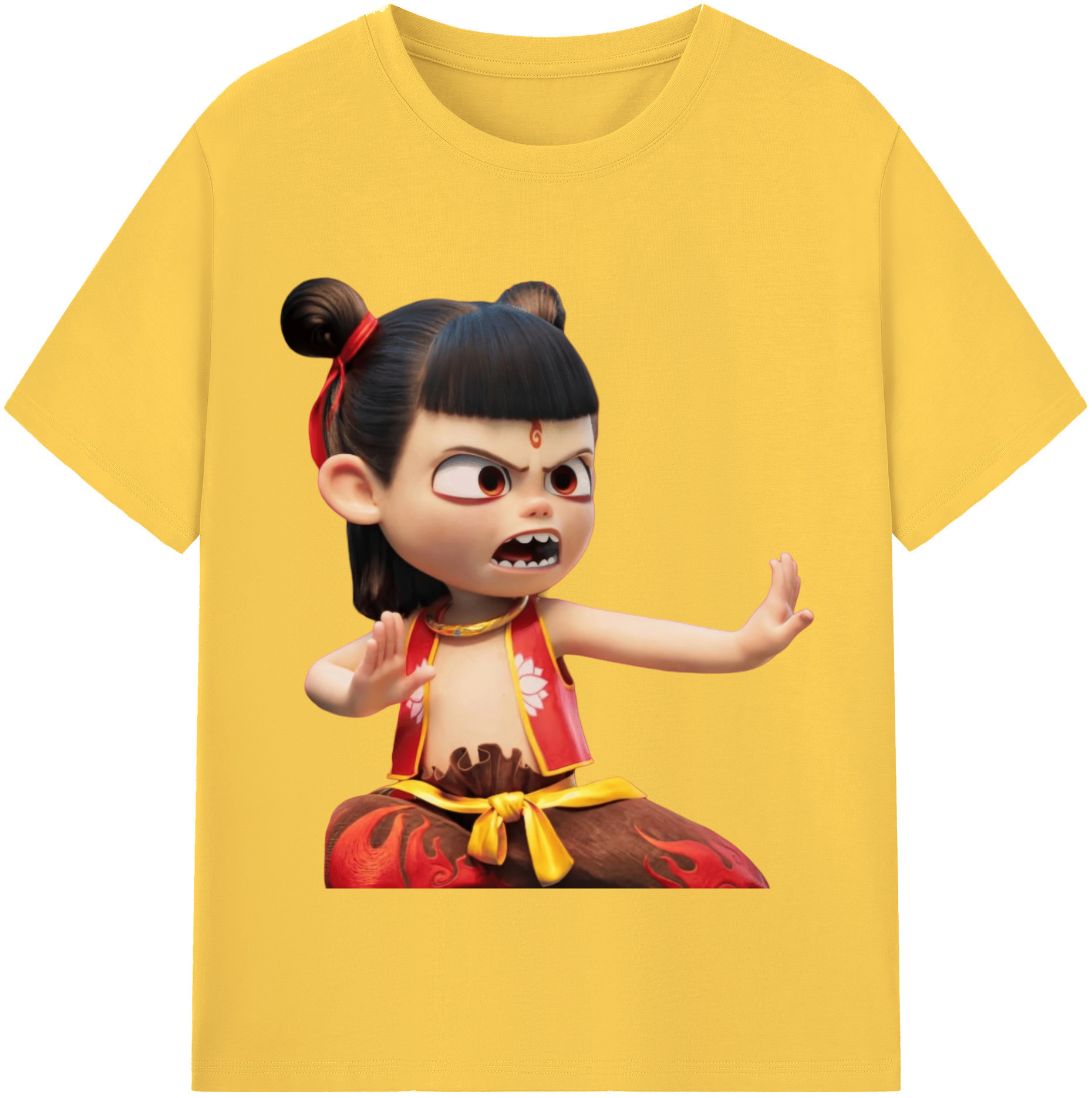 （画像用） Ne Zha 2 ナタ 魔童の大暴れ 綿100％半袖Tシャツ（フロントプリント）