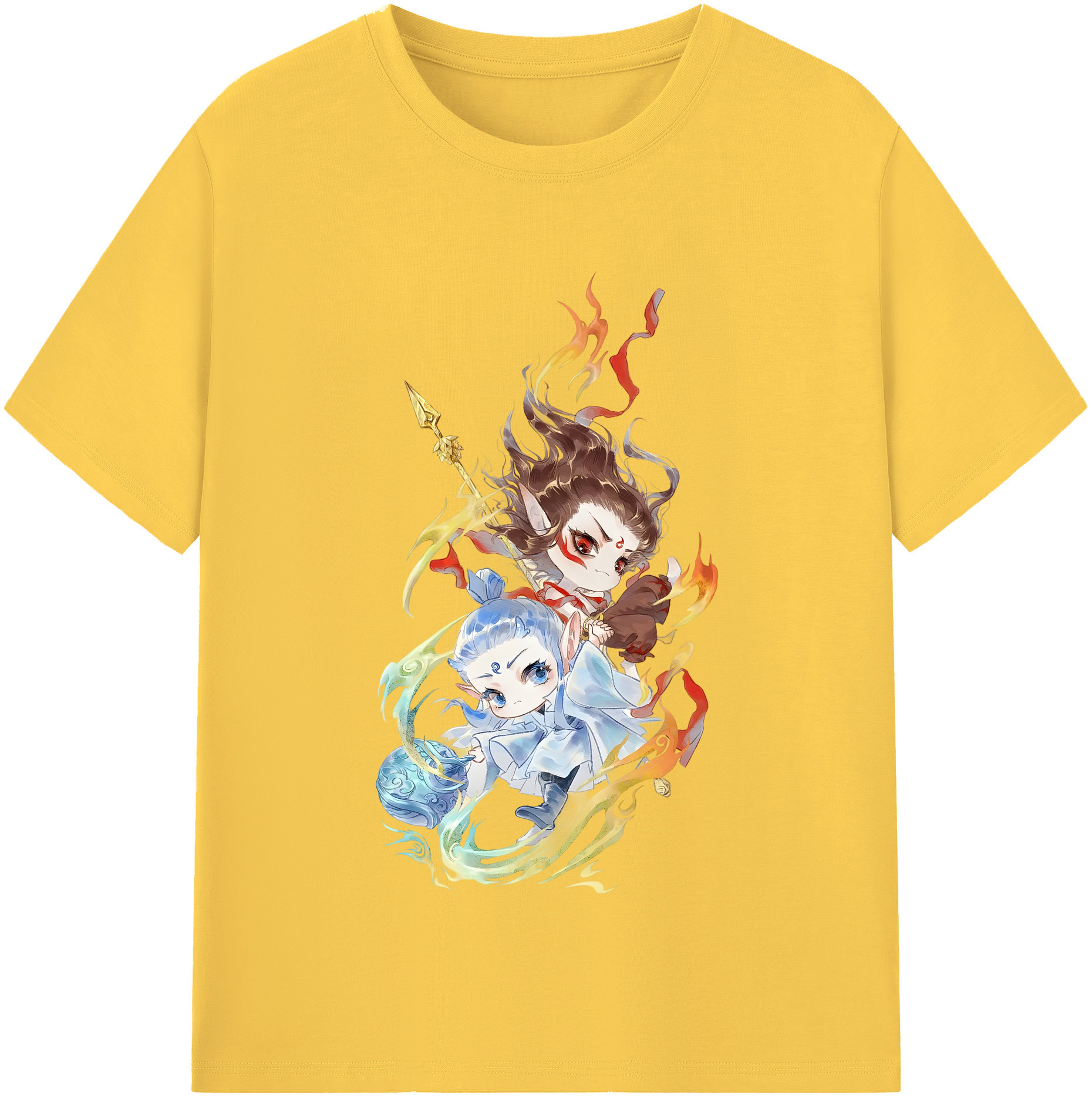 （画像用） Ne Zha 2 ナタ 魔童の大暴れ 綿100％半袖Tシャツ（フロントプリント）
