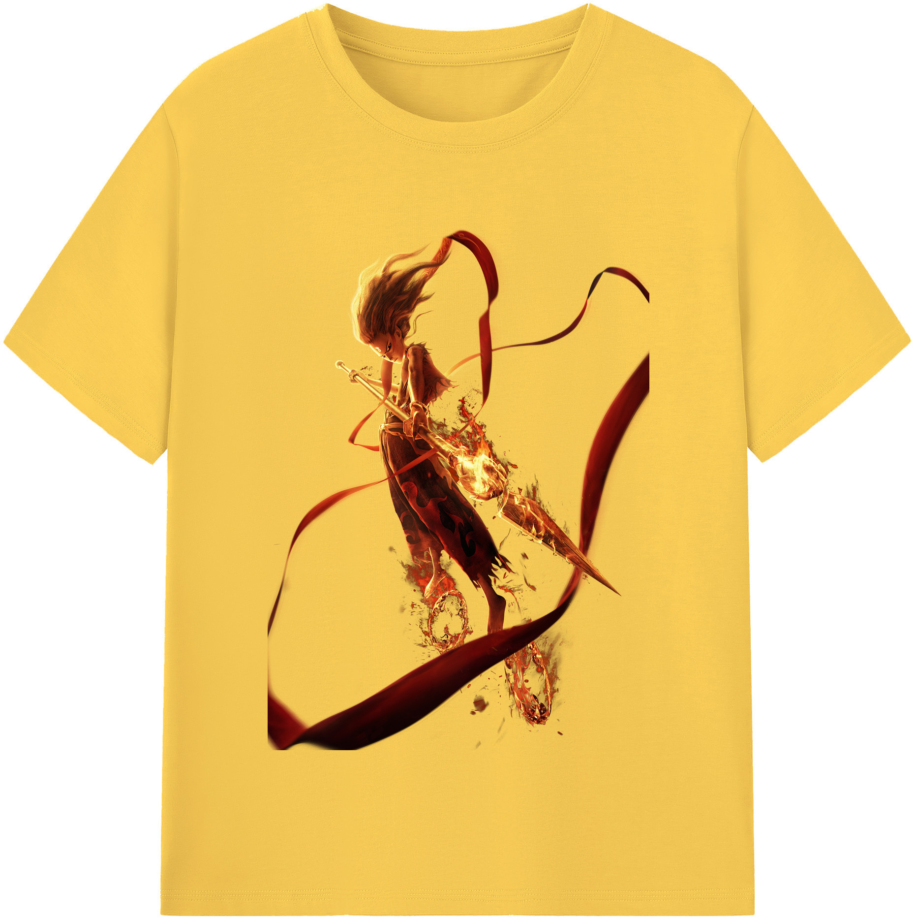 （画像用） Ne Zha 2 ナタ 魔童の大暴れ 綿100％半袖Tシャツ（フロントプリント）
