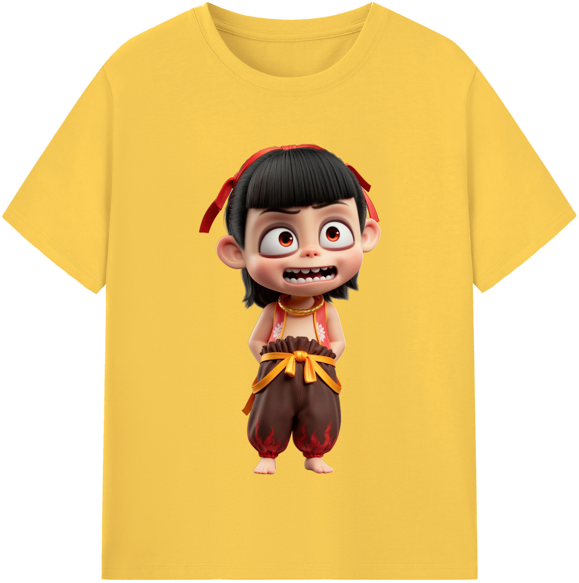（画像用） Ne Zha 2 ナタ 魔童の大暴れ 綿100％半袖Tシャツ（フロントプリント）
