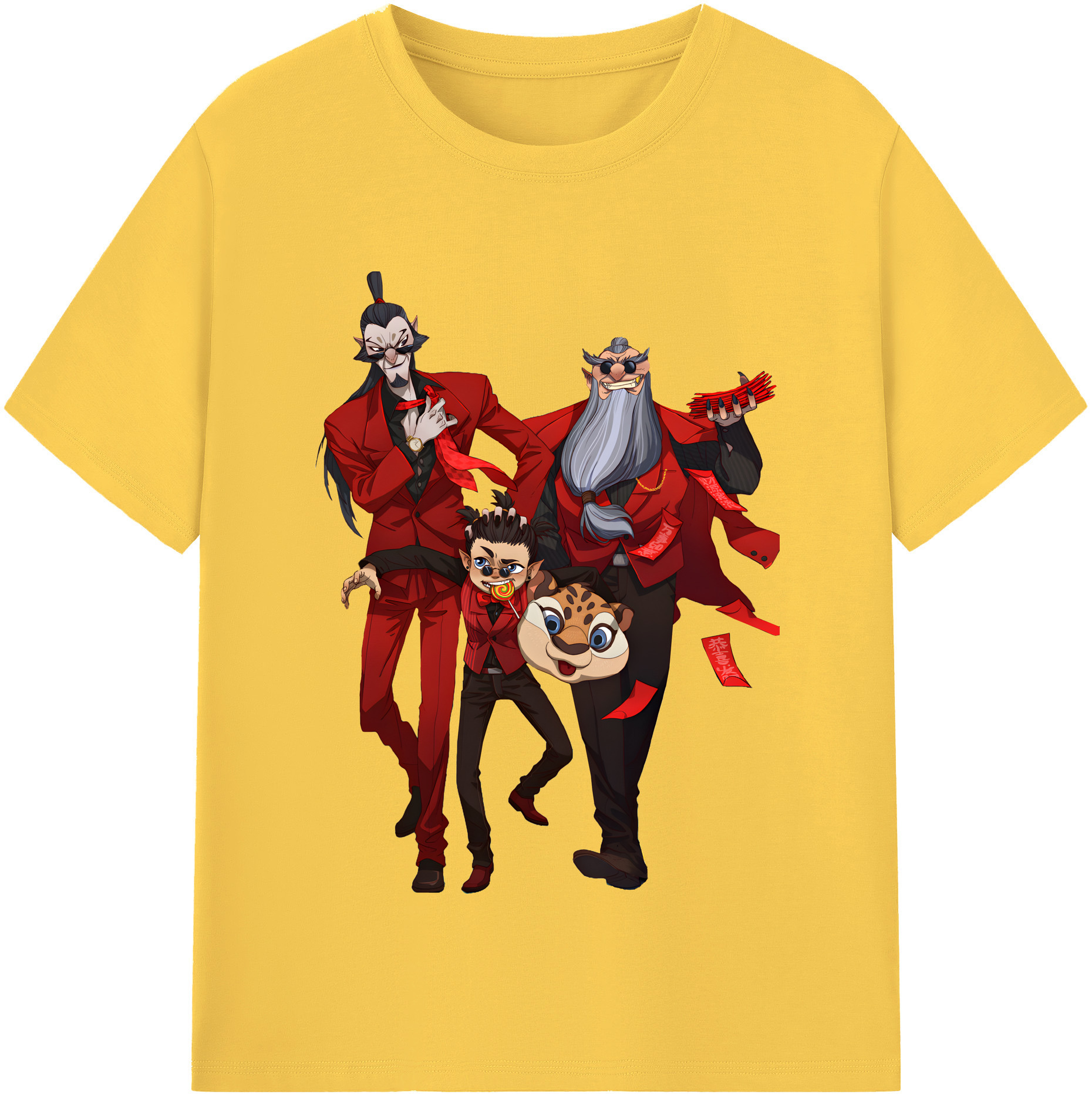 （画像用） Ne Zha 2 ナタ 魔童の大暴れ 綿100％半袖Tシャツ（フロントプリント）