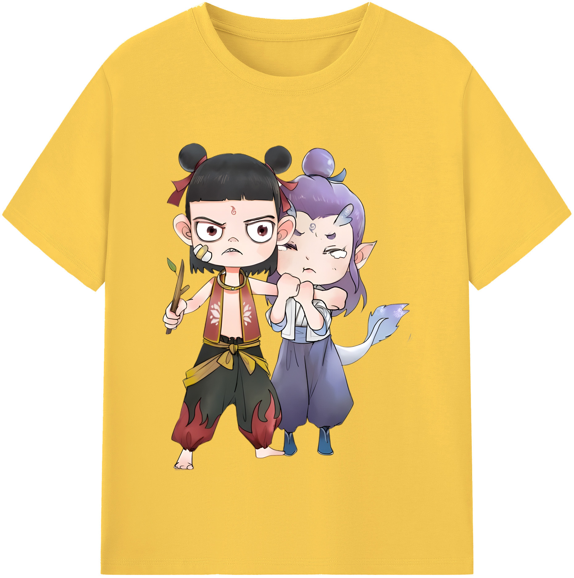 （画像用） Ne Zha 2 ナタ 魔童の大暴れ 綿100％半袖Tシャツ（フロントプリント）